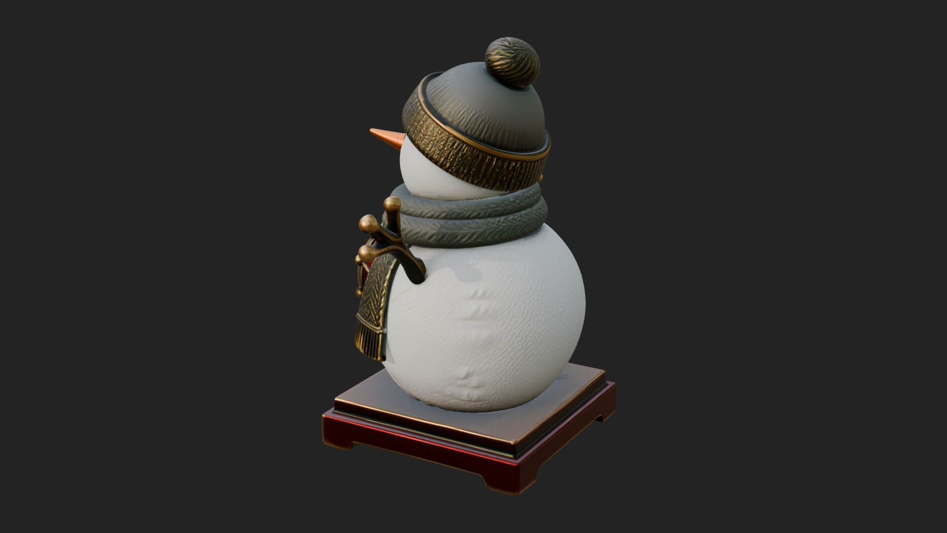 Knit Hat Snowman Statue Design 16 3D Print Model 3D Model