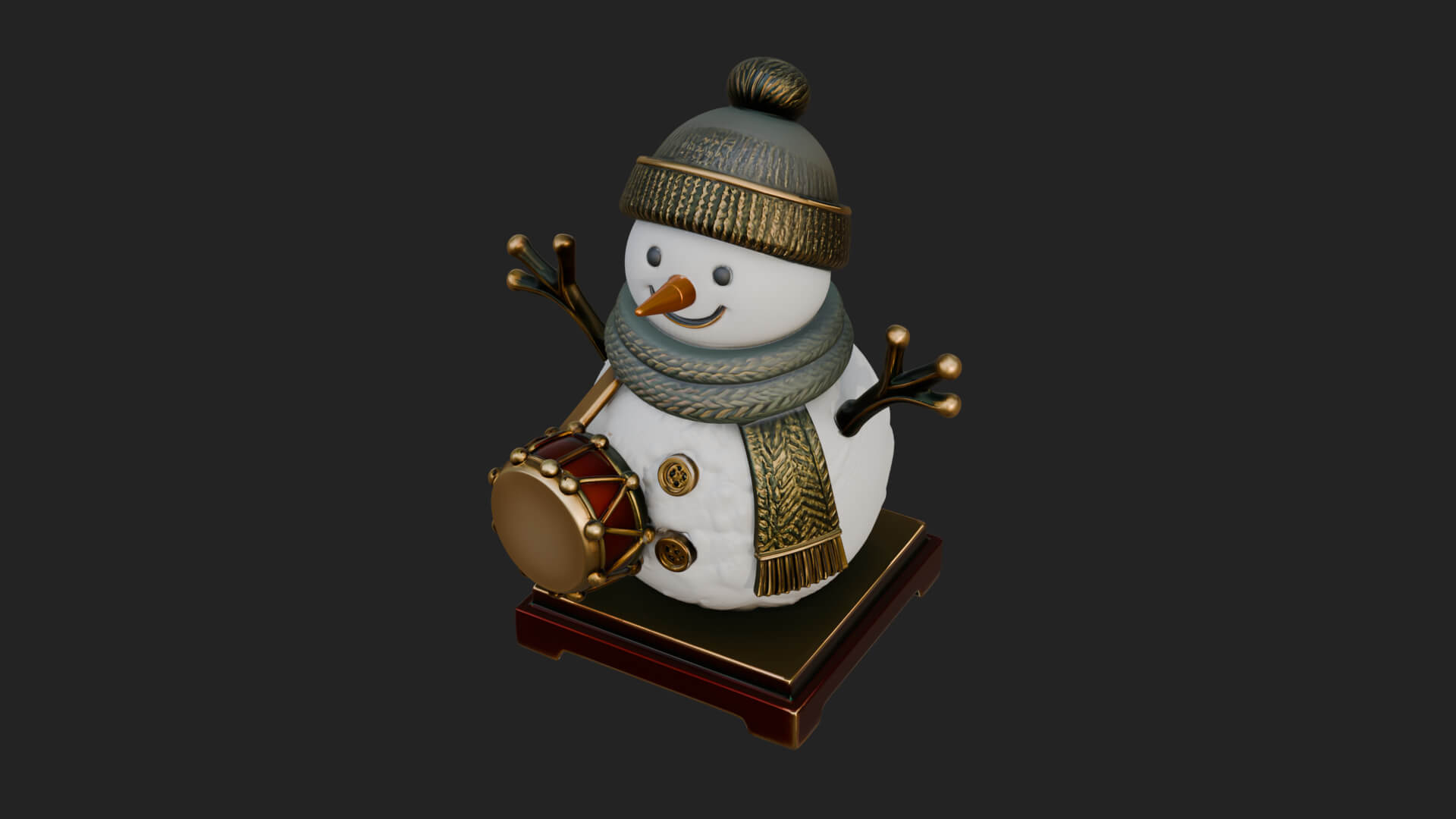 Knit Hat Snowman Statue Design 16 3D Print Model 3D Model