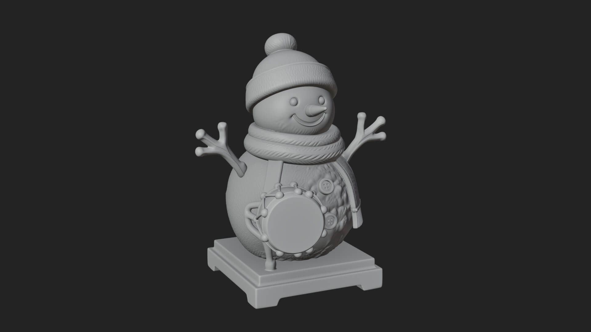 Knit Hat Snowman Statue Design 16 3D Print Model 3D Model