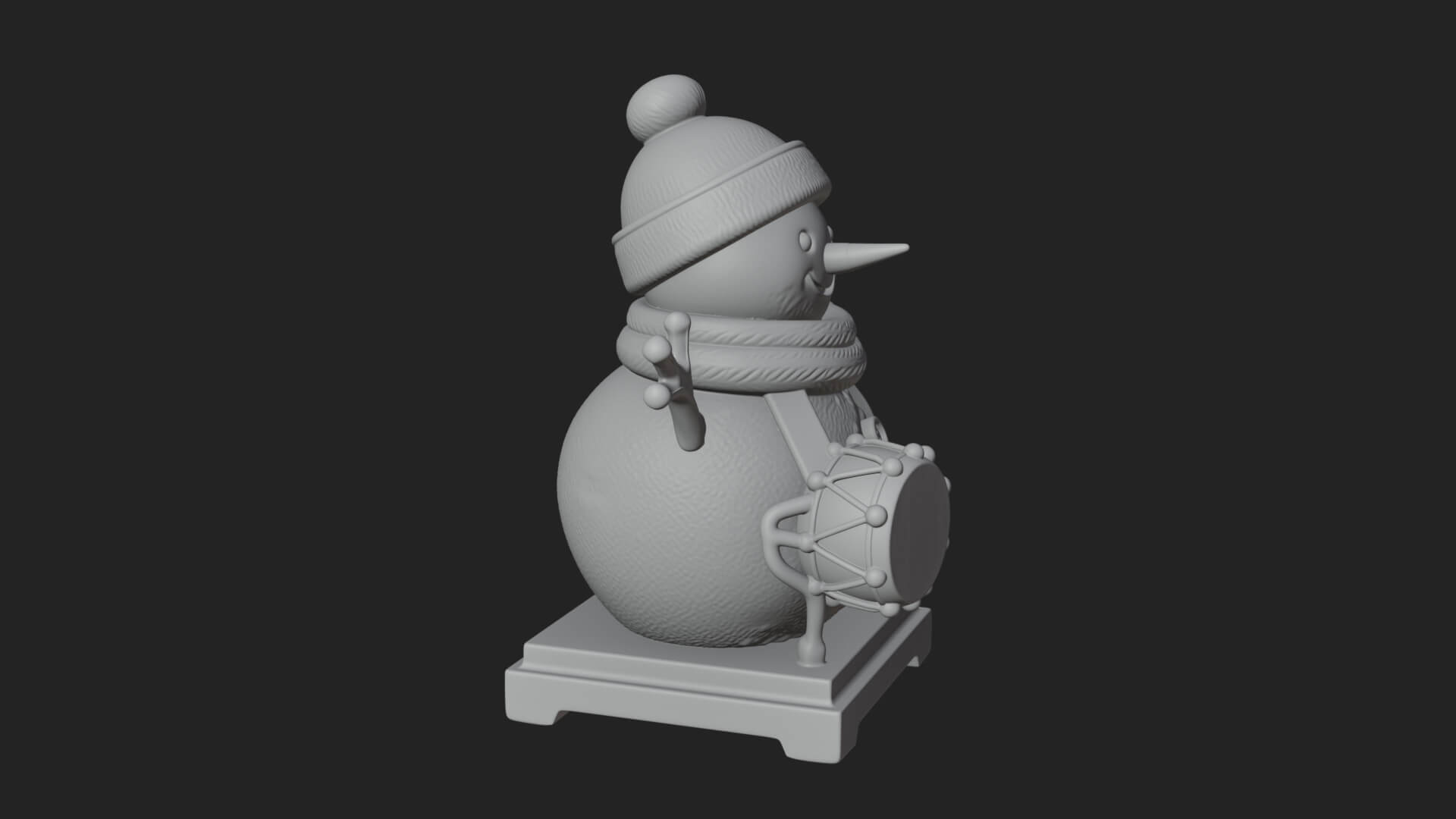 Knit Hat Snowman Statue Design 16 3D Print Model 3D Model