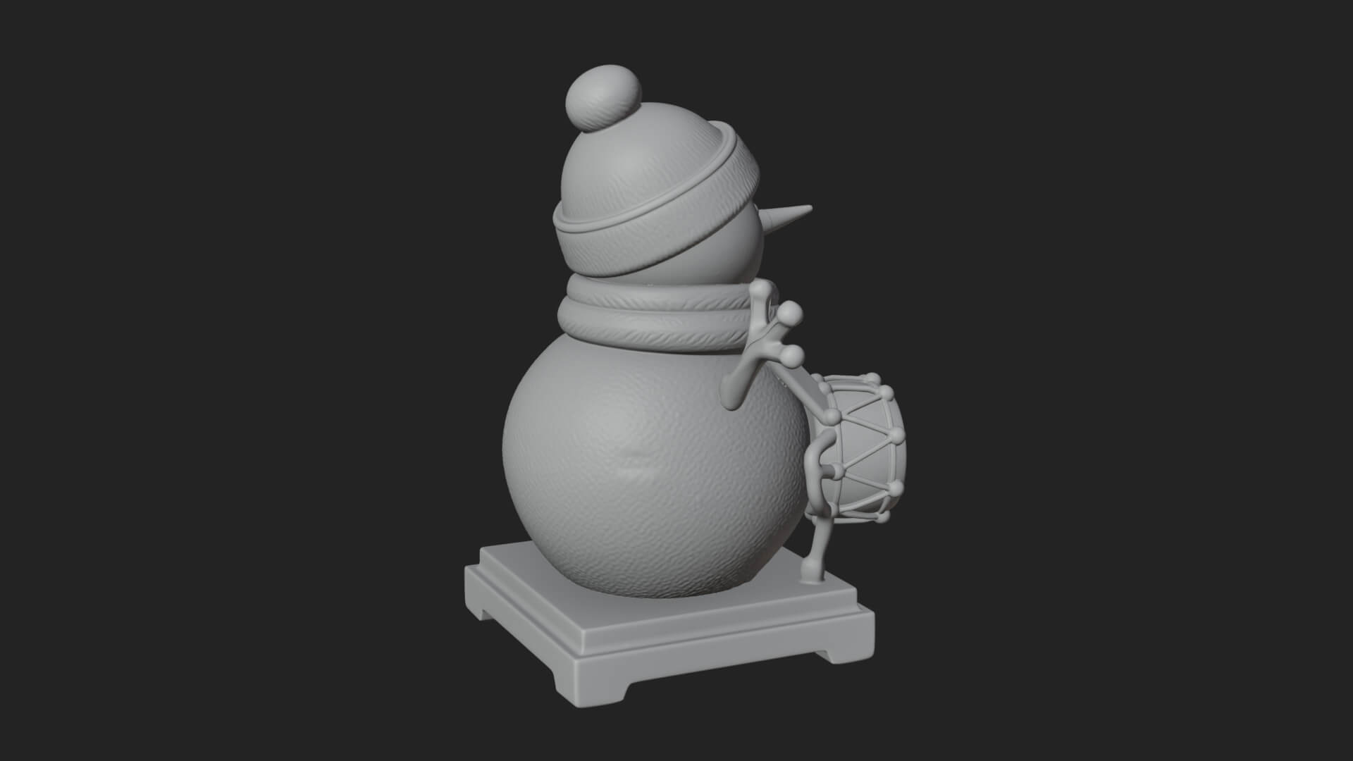 Knit Hat Snowman Statue Design 16 3D Print Model 3D Model