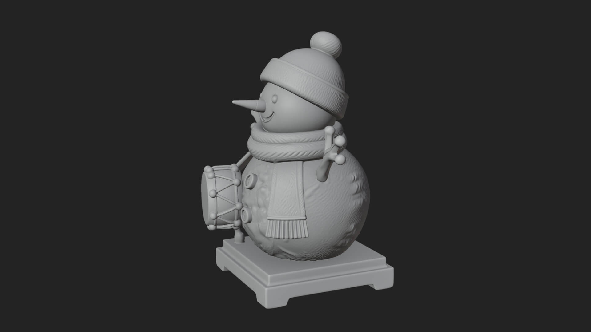 Knit Hat Snowman Statue Design 16 3D Print Model 3D Model