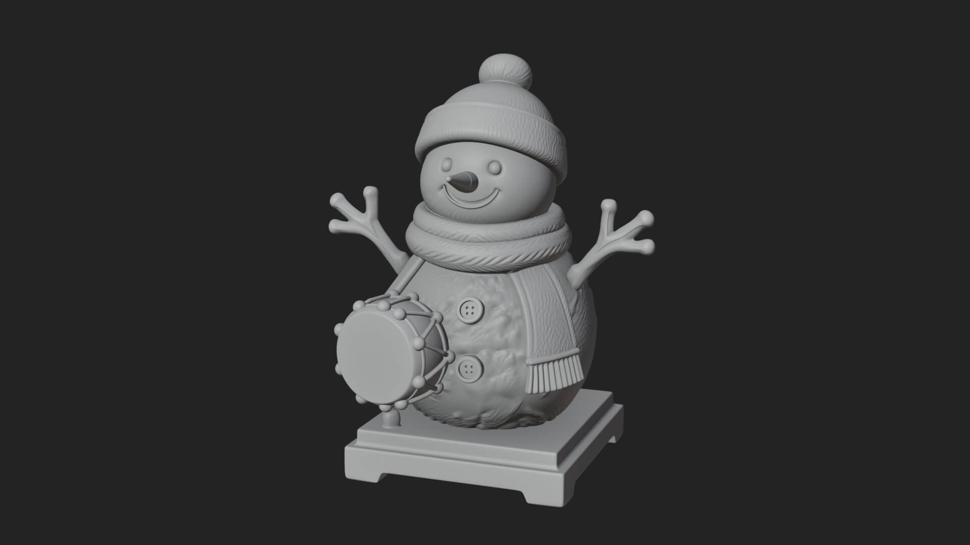 Knit Hat Snowman Statue Design 16 3D Print Model 3D Model