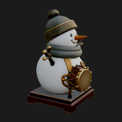 Knit Hat Snowman Statue Design 16 3D Print Model