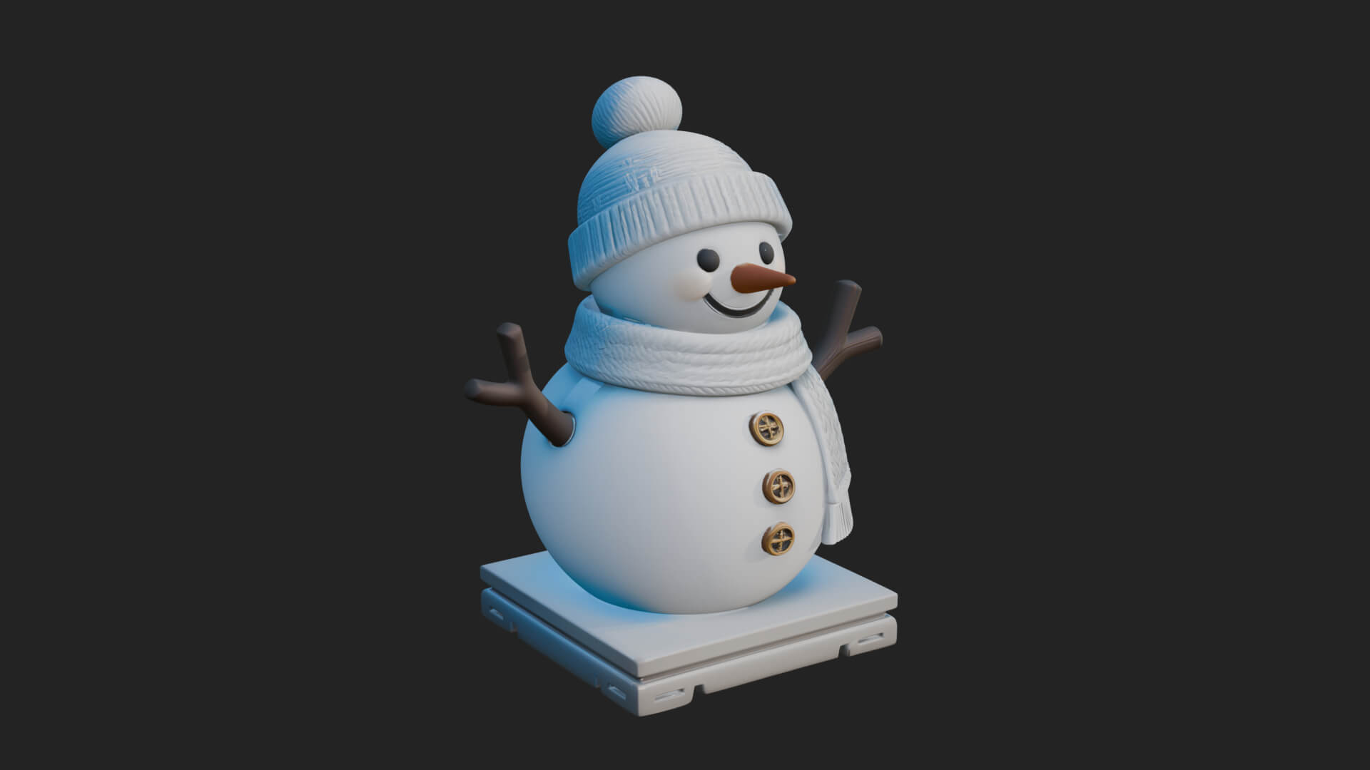Knit Hat Snowman Statue Design 17 3D Print Model 3D Model