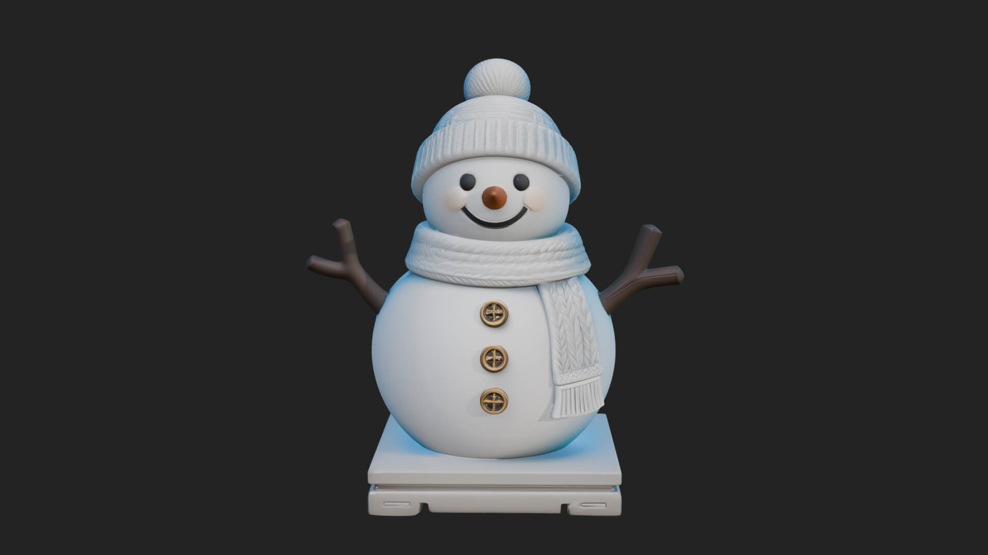 Knit Hat Snowman Statue Design 17 3D Print Model 3D Model