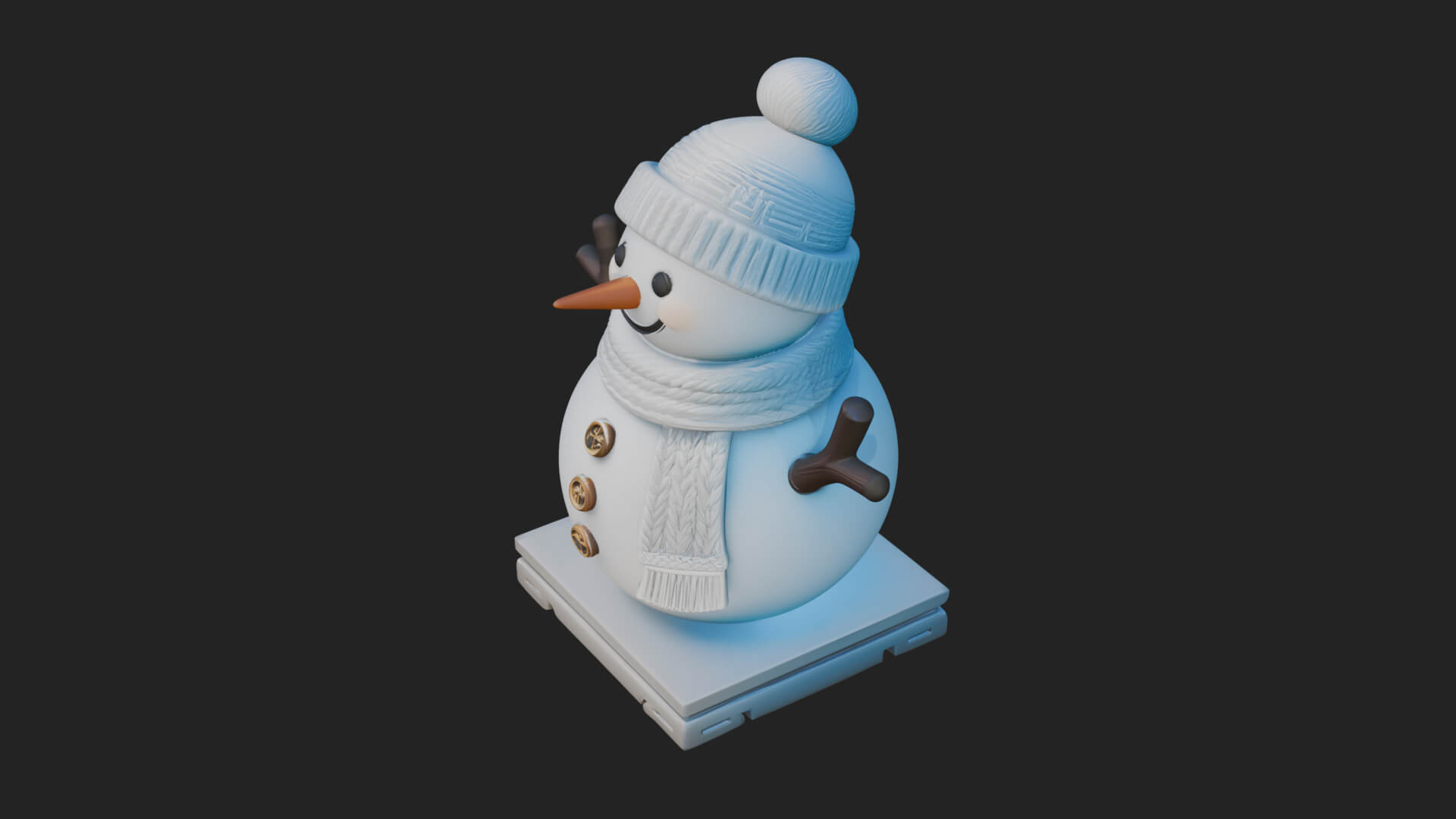 Knit Hat Snowman Statue Design 17 3D Print Model 3D Model