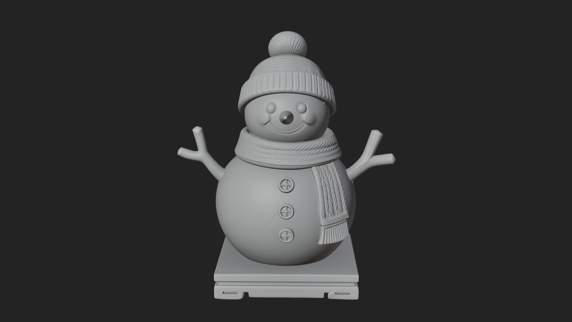 Knit Hat Snowman Statue Design 17 3D Print Model 3D Model
