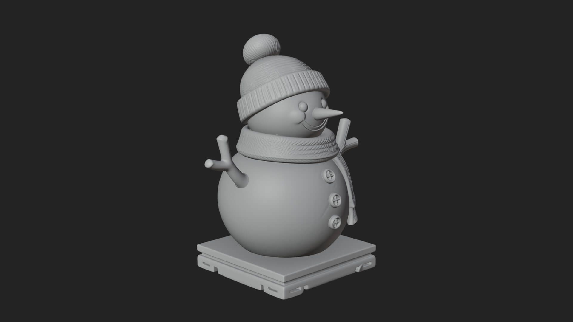 Knit Hat Snowman Statue Design 17 3D Print Model 3D Model