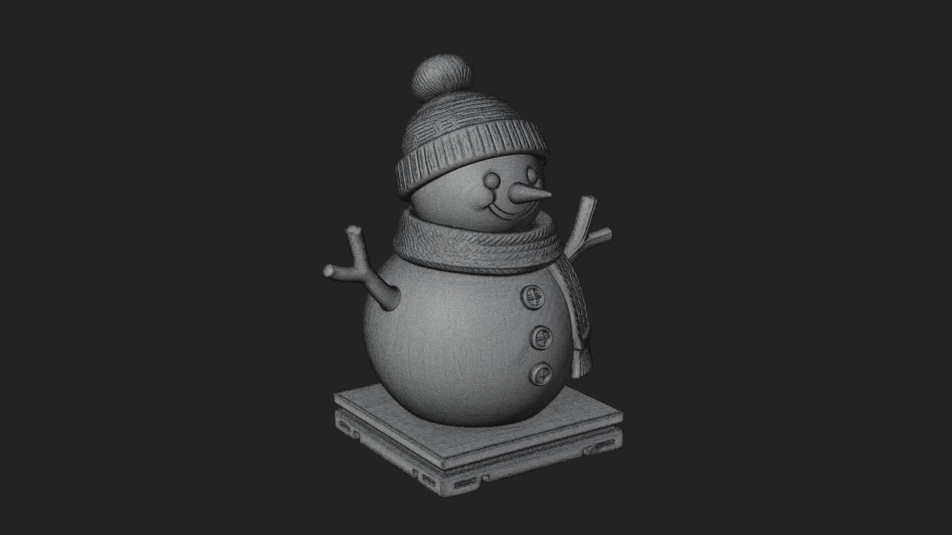 Knit Hat Snowman Statue Design 17 3D Print Model 3D Model