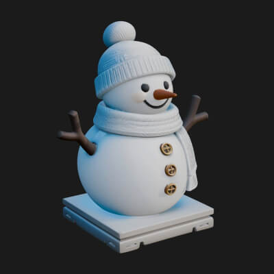 Knit Hat Snowman Statue Design 17 3D Print Model