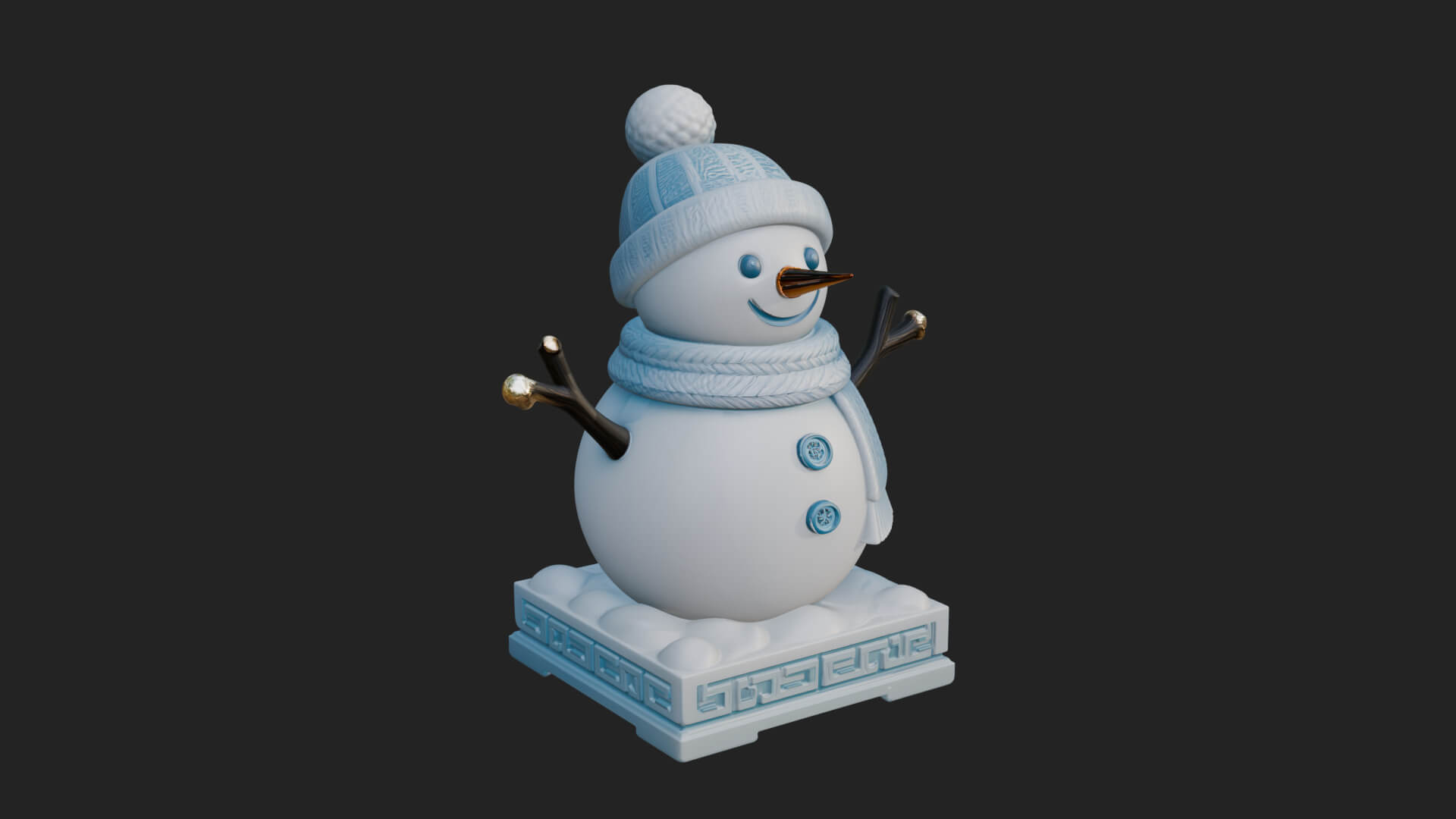 Knit Hat Snowman Statue Design 18 3D Print Model 3D Model