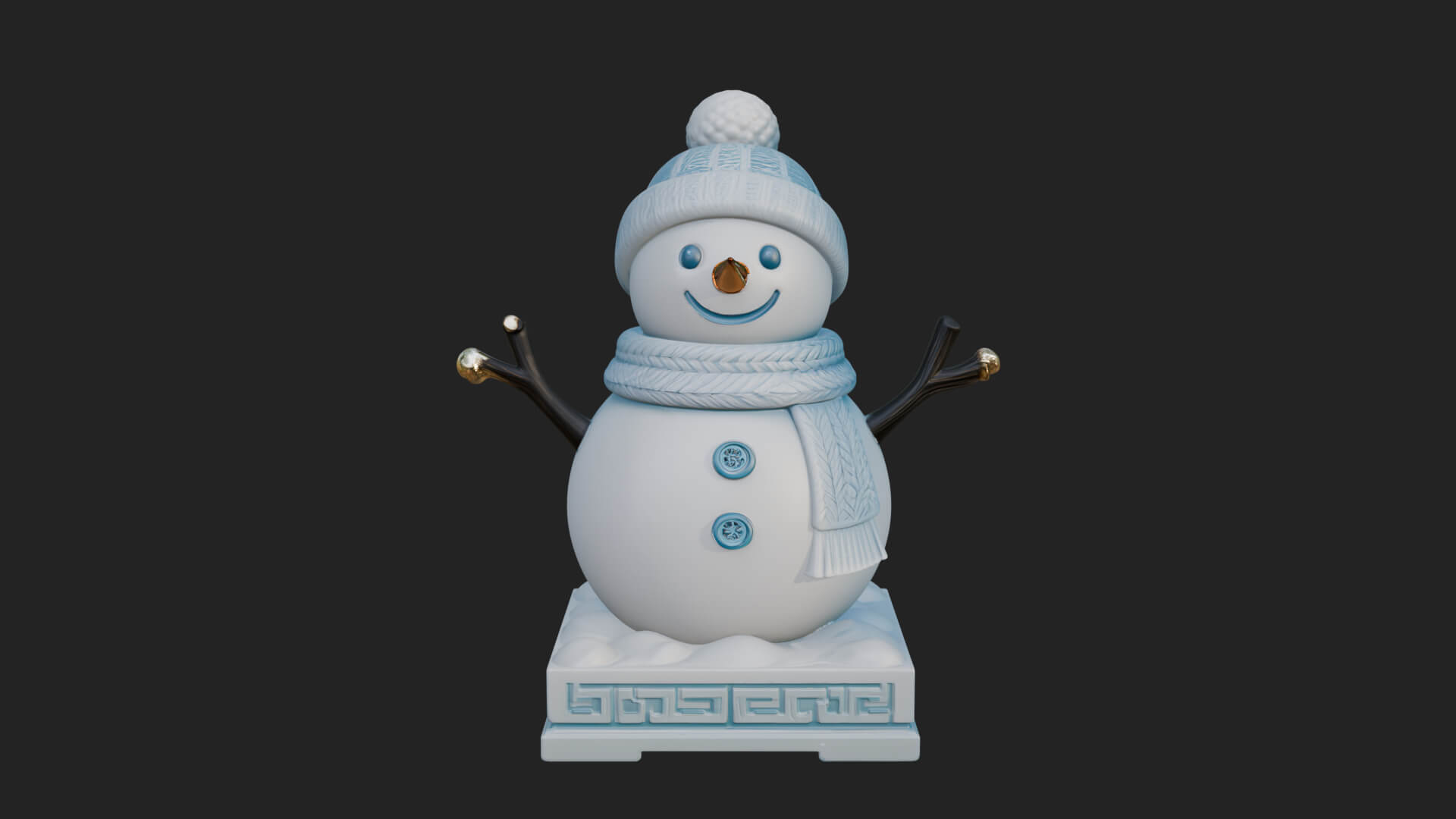 Knit Hat Snowman Statue Design 18 3D Print Model 3D Model
