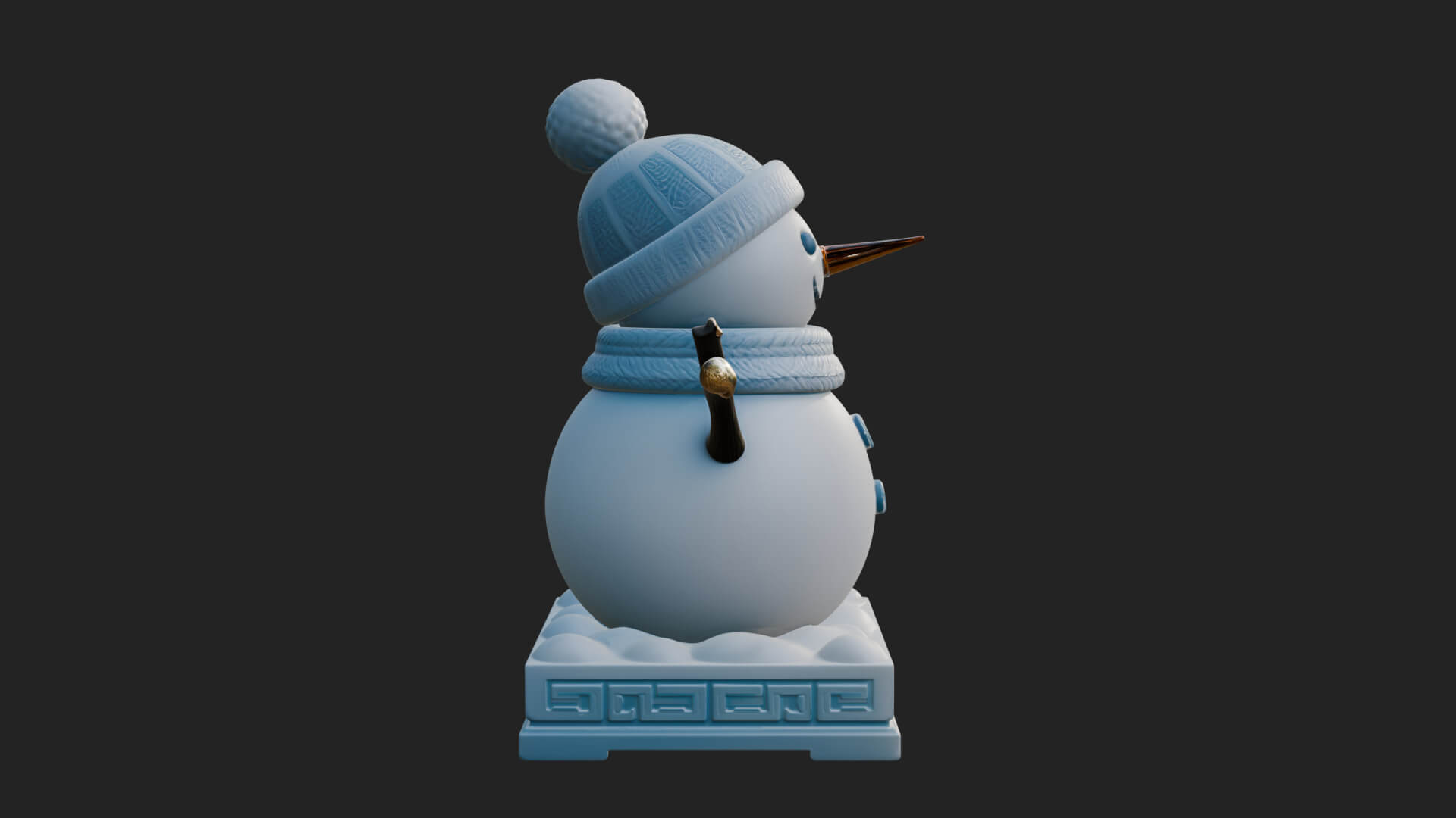 Knit Hat Snowman Statue Design 18 3D Print Model 3D Model