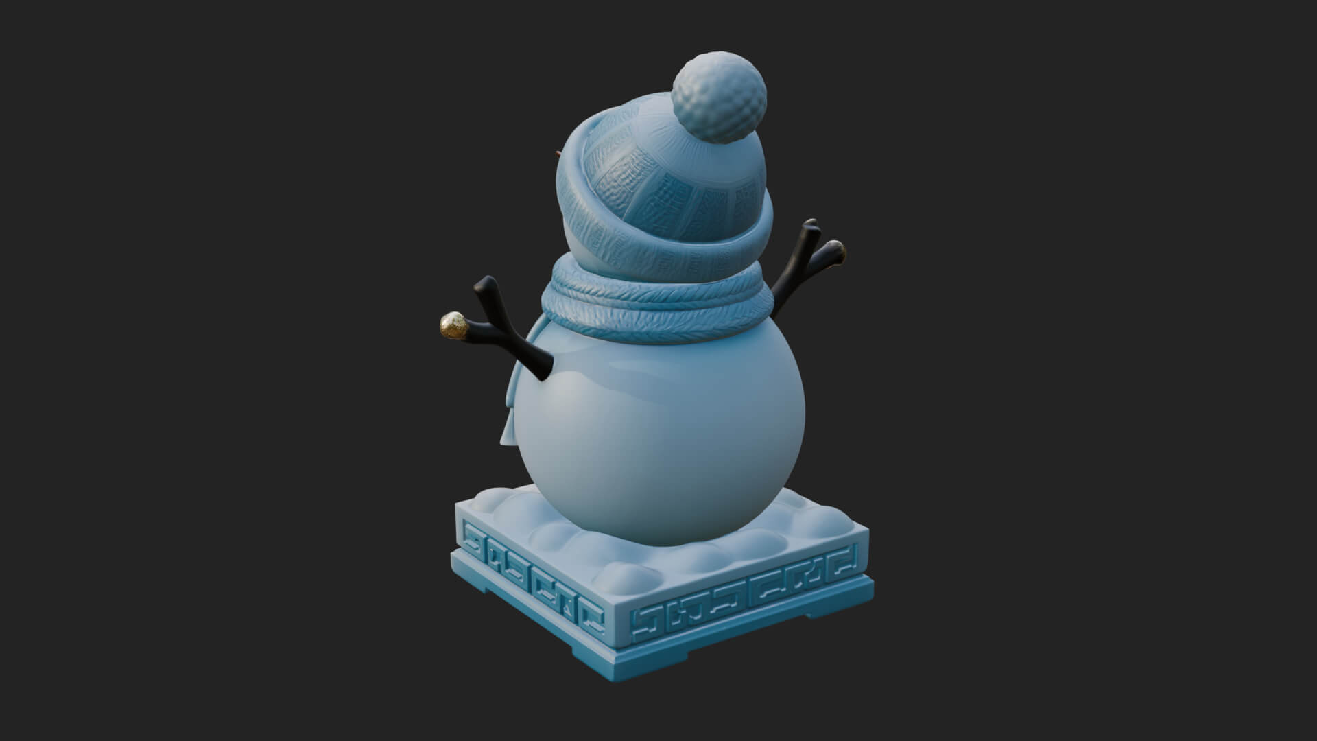 Knit Hat Snowman Statue Design 18 3D Print Model 3D Model