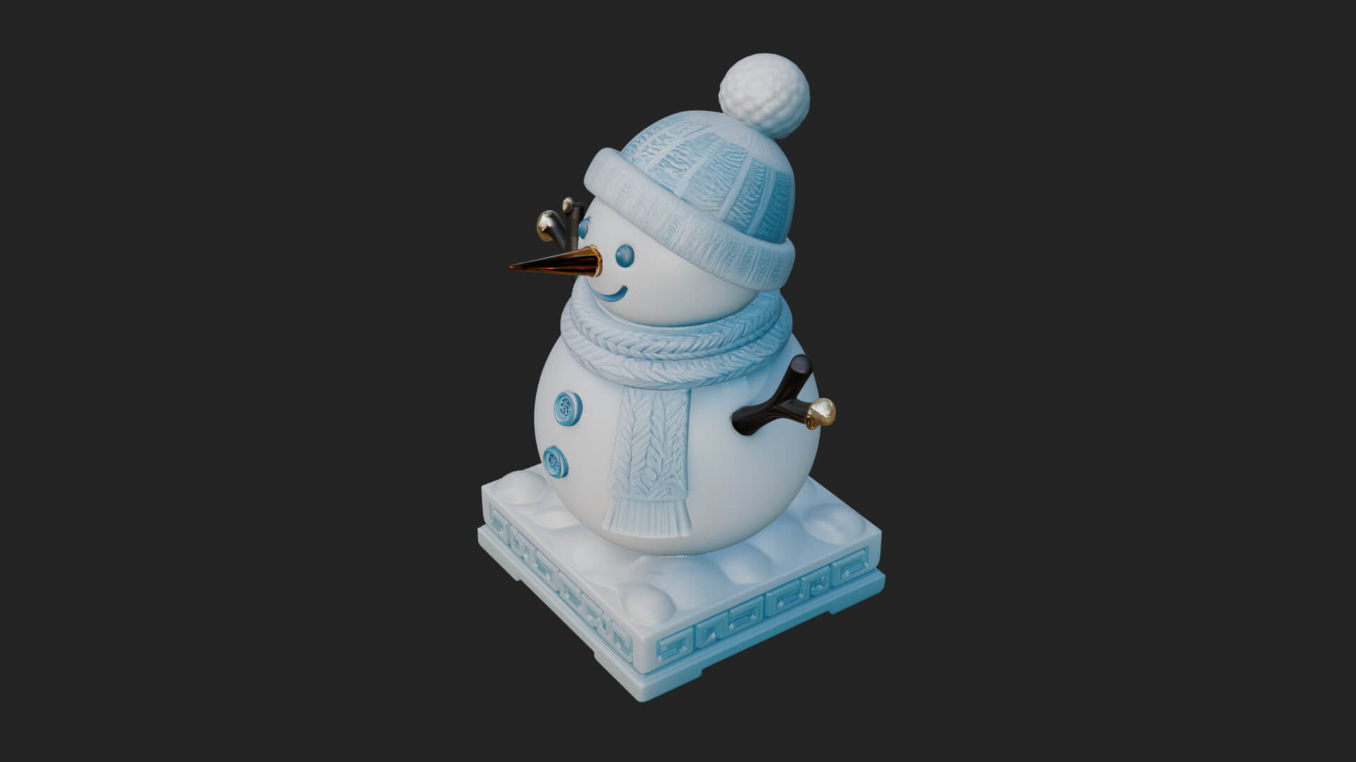Knit Hat Snowman Statue Design 18 3D Print Model 3D Model