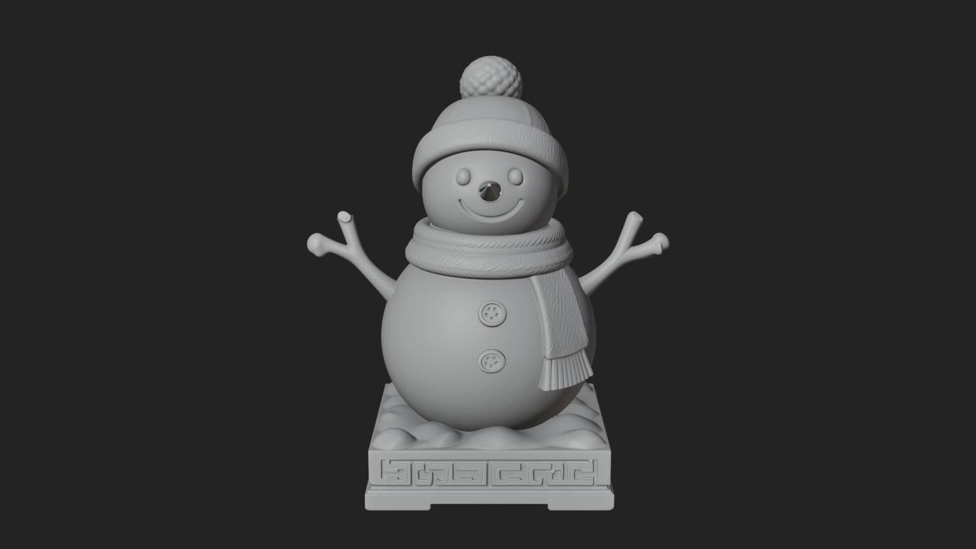 Knit Hat Snowman Statue Design 18 3D Print Model 3D Model