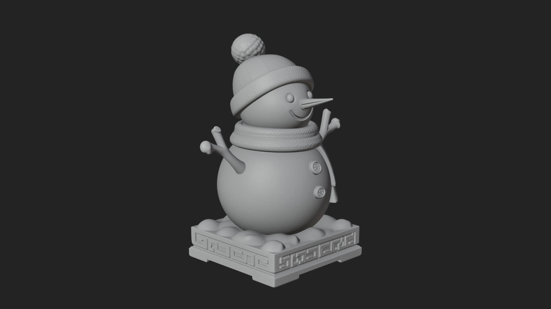 Knit Hat Snowman Statue Design 18 3D Print Model 3D Model