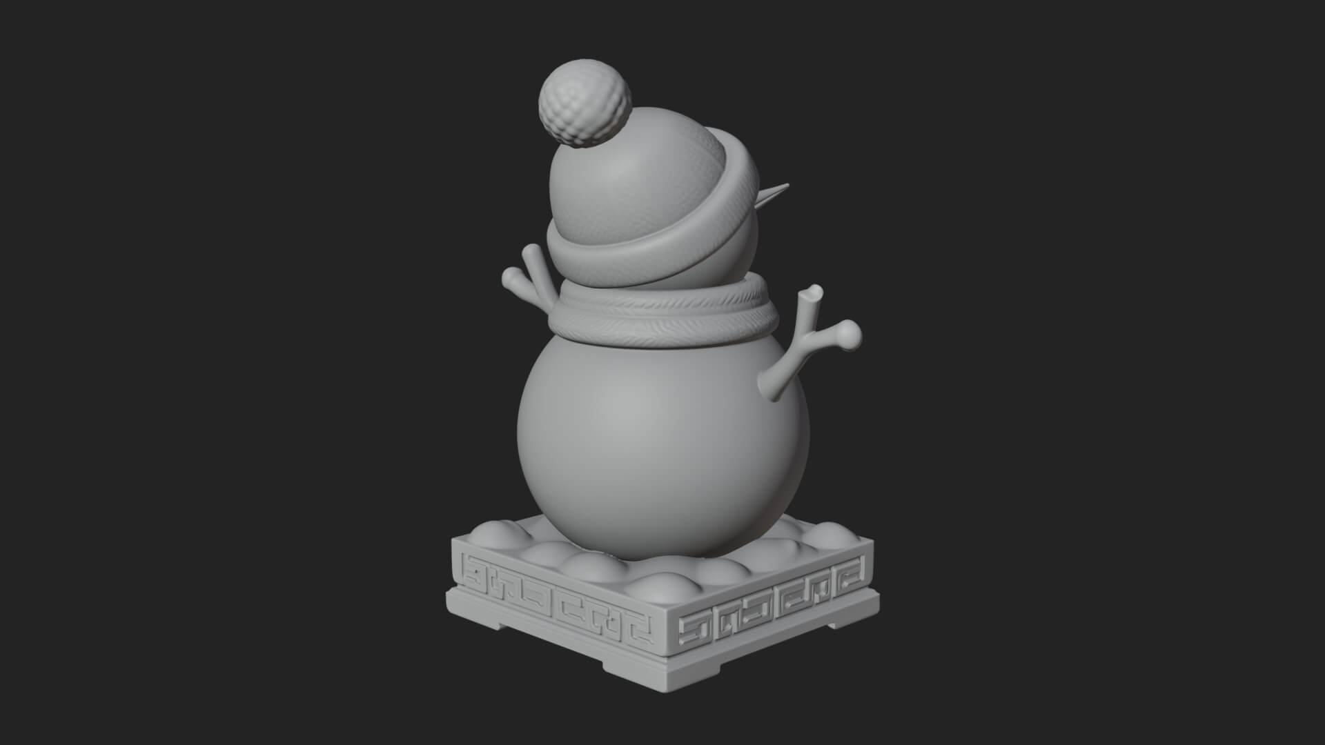 Knit Hat Snowman Statue Design 18 3D Print Model 3D Model
