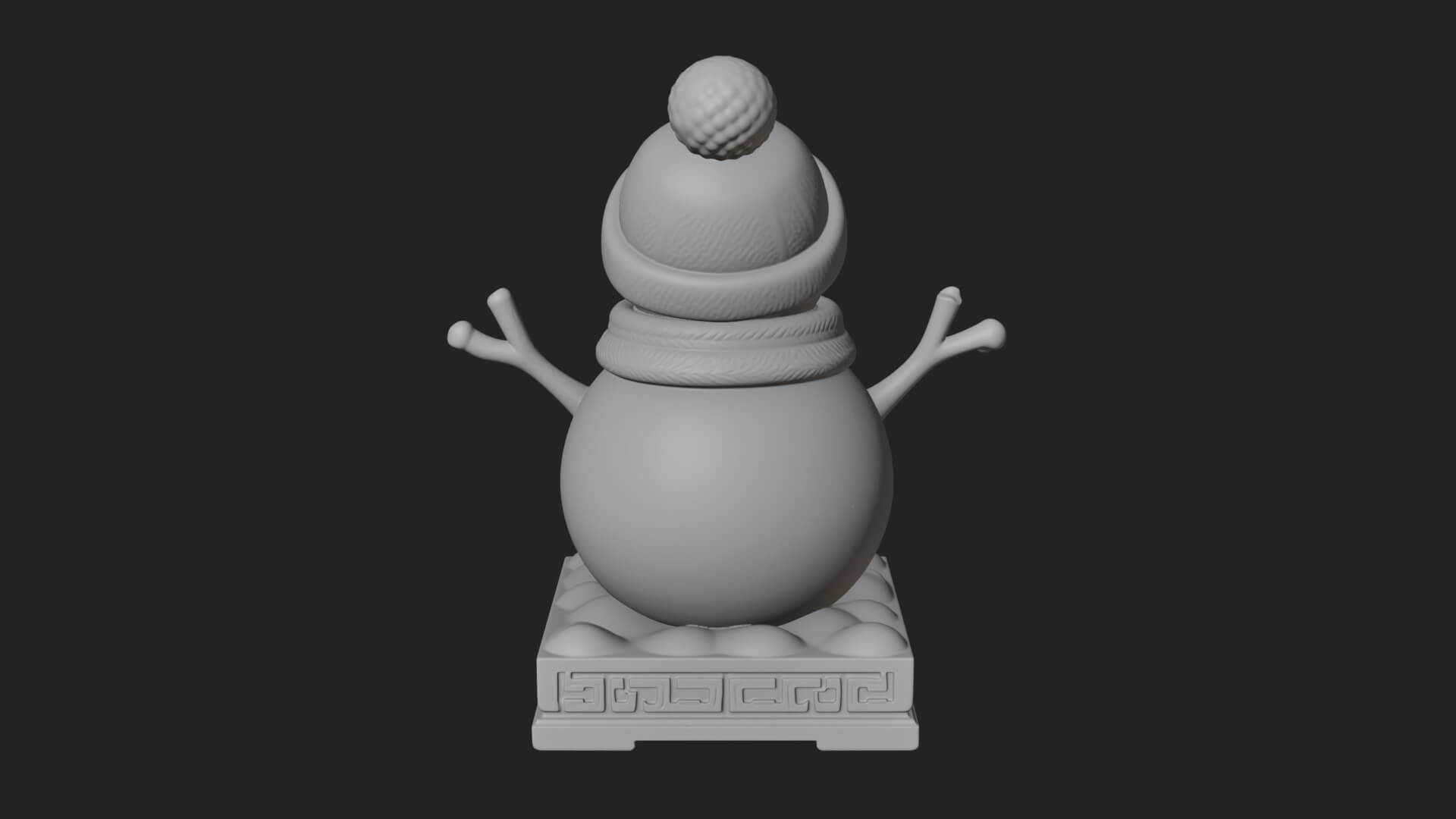 Knit Hat Snowman Statue Design 18 3D Print Model 3D Model