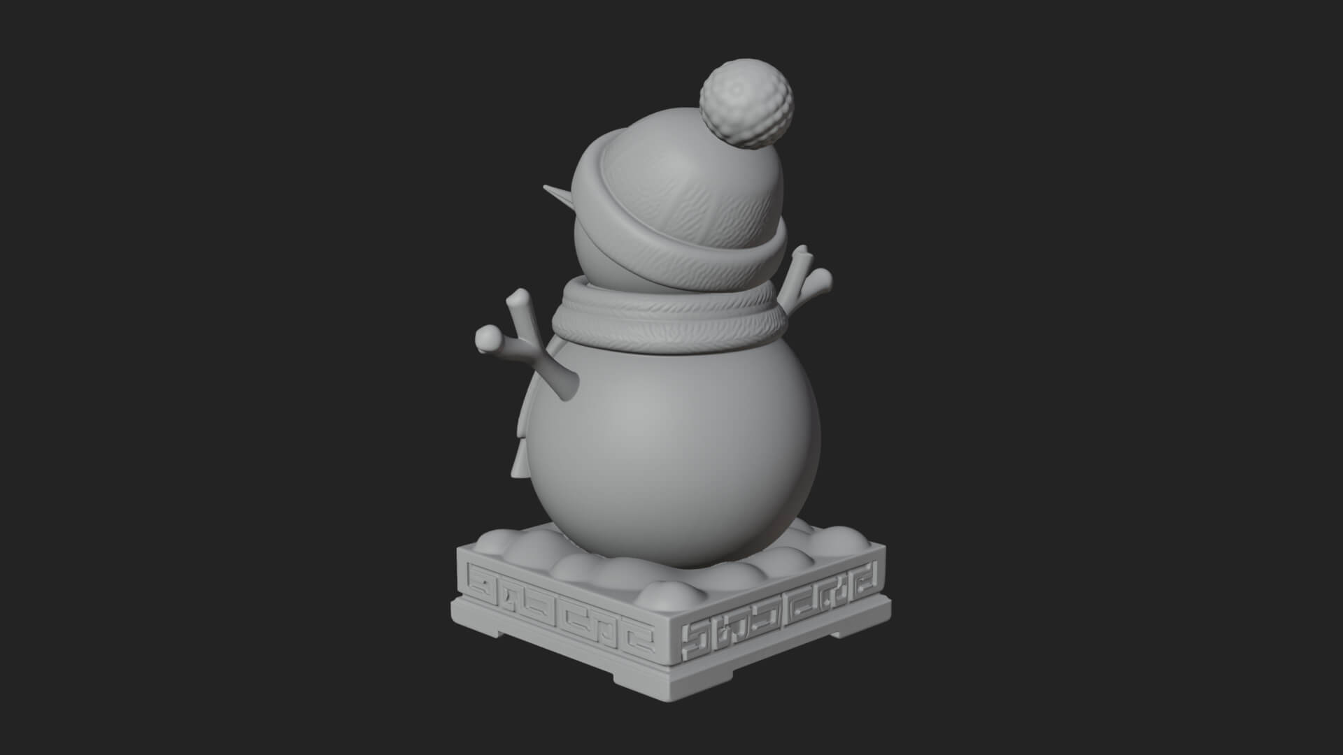 Knit Hat Snowman Statue Design 18 3D Print Model 3D Model