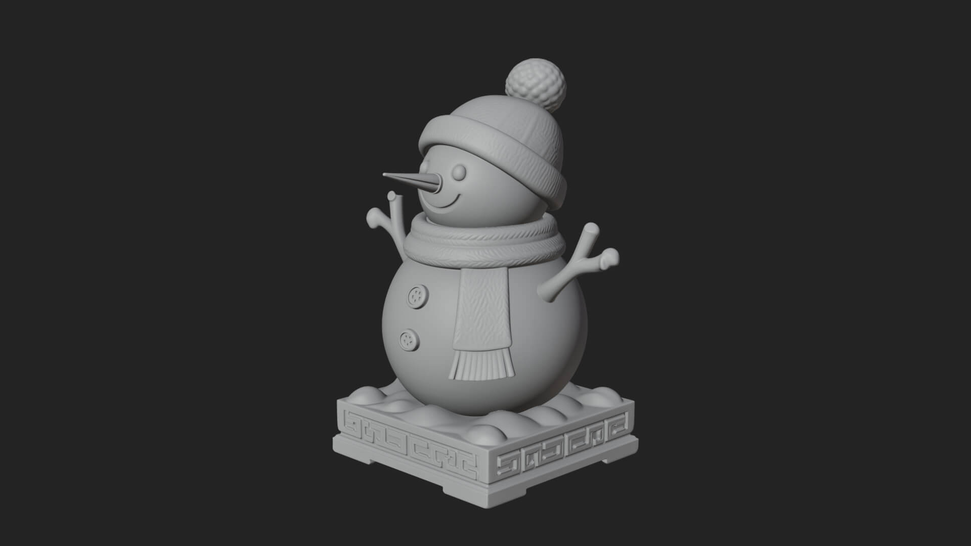 Knit Hat Snowman Statue Design 18 3D Print Model 3D Model