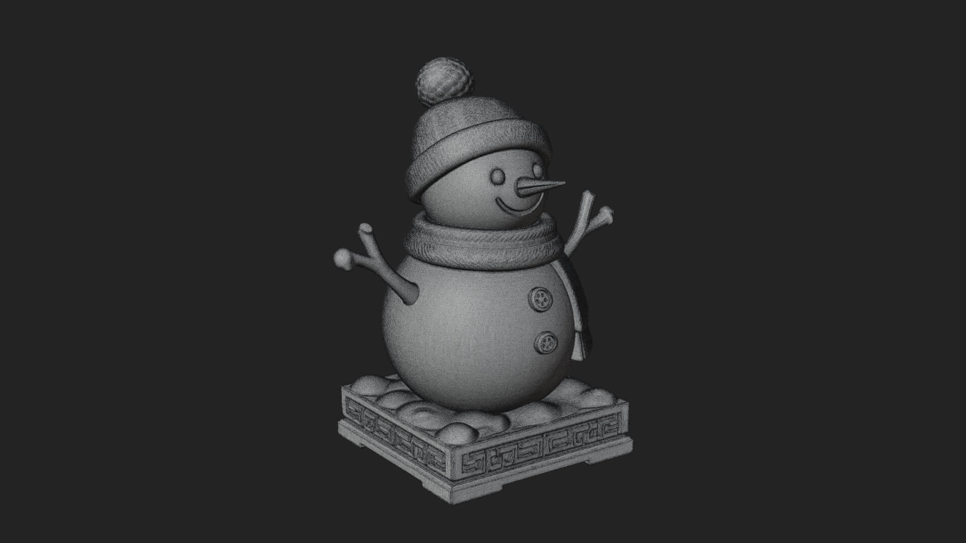 Knit Hat Snowman Statue Design 18 3D Print Model 3D Model