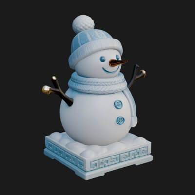 Knit Hat Snowman Statue Design 18 3D Print Model