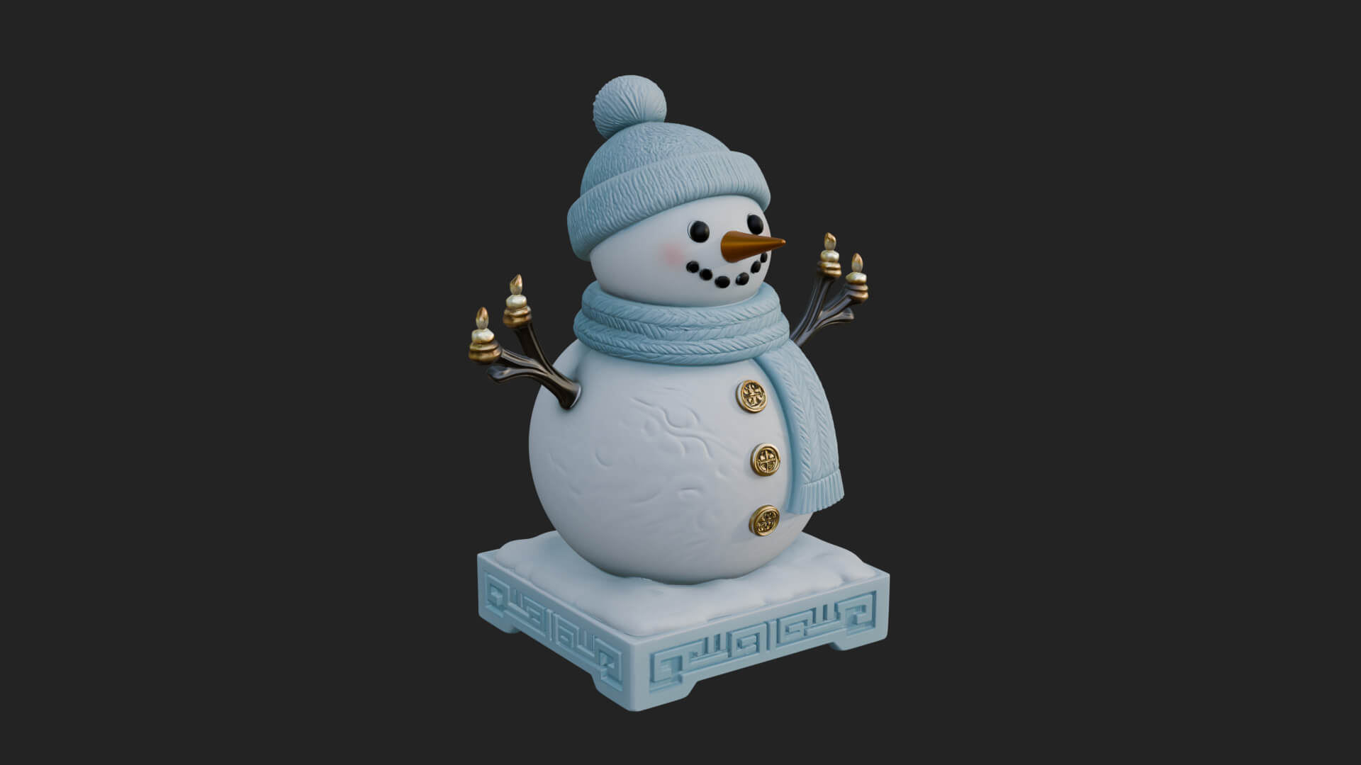 Knit Hat Snowman Statue Design 19 3D Print Model 3D Model