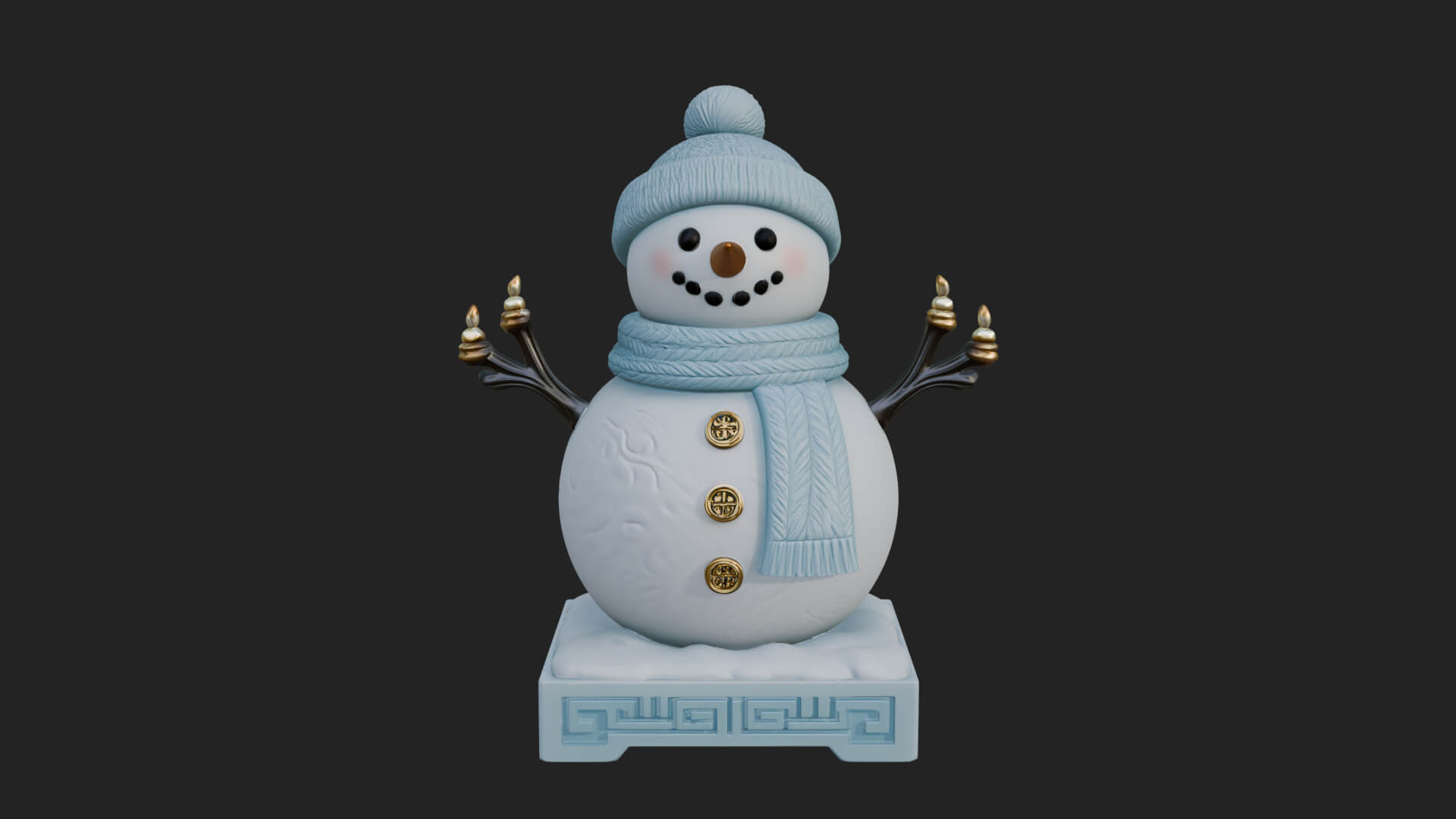 Knit Hat Snowman Statue Design 19 3D Print Model 3D Model