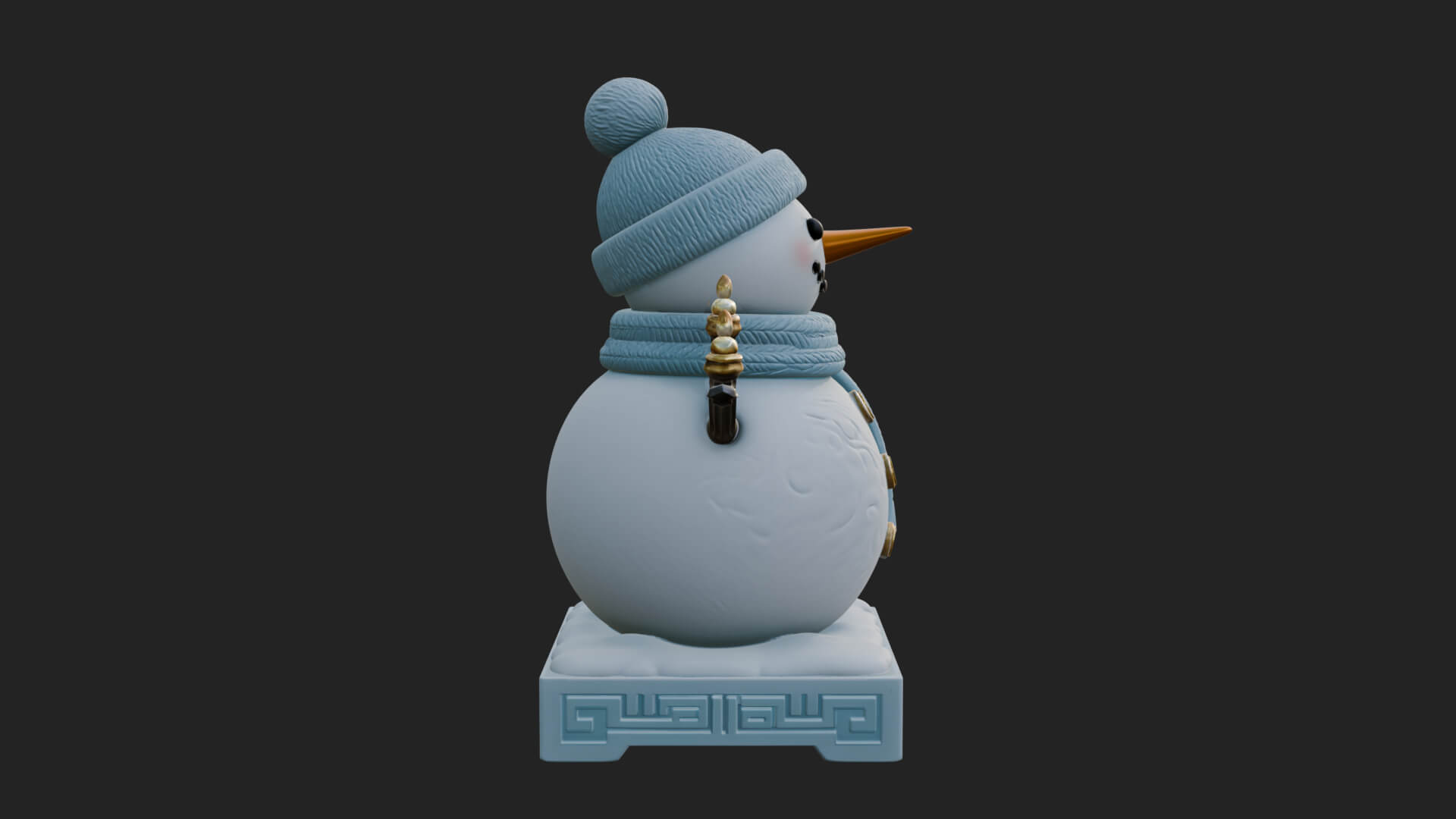 Knit Hat Snowman Statue Design 19 3D Print Model 3D Model