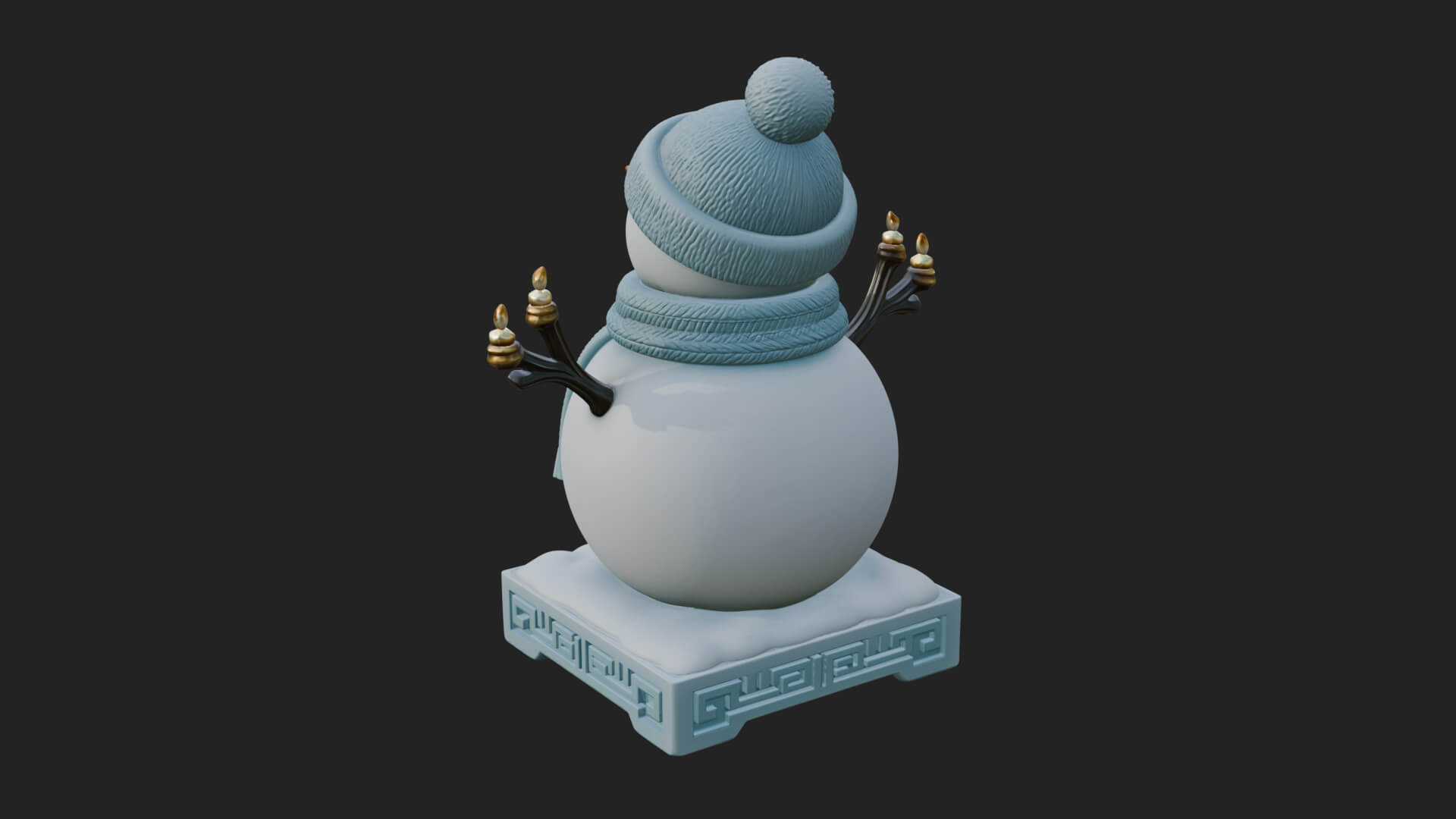 Knit Hat Snowman Statue Design 19 3D Print Model 3D Model