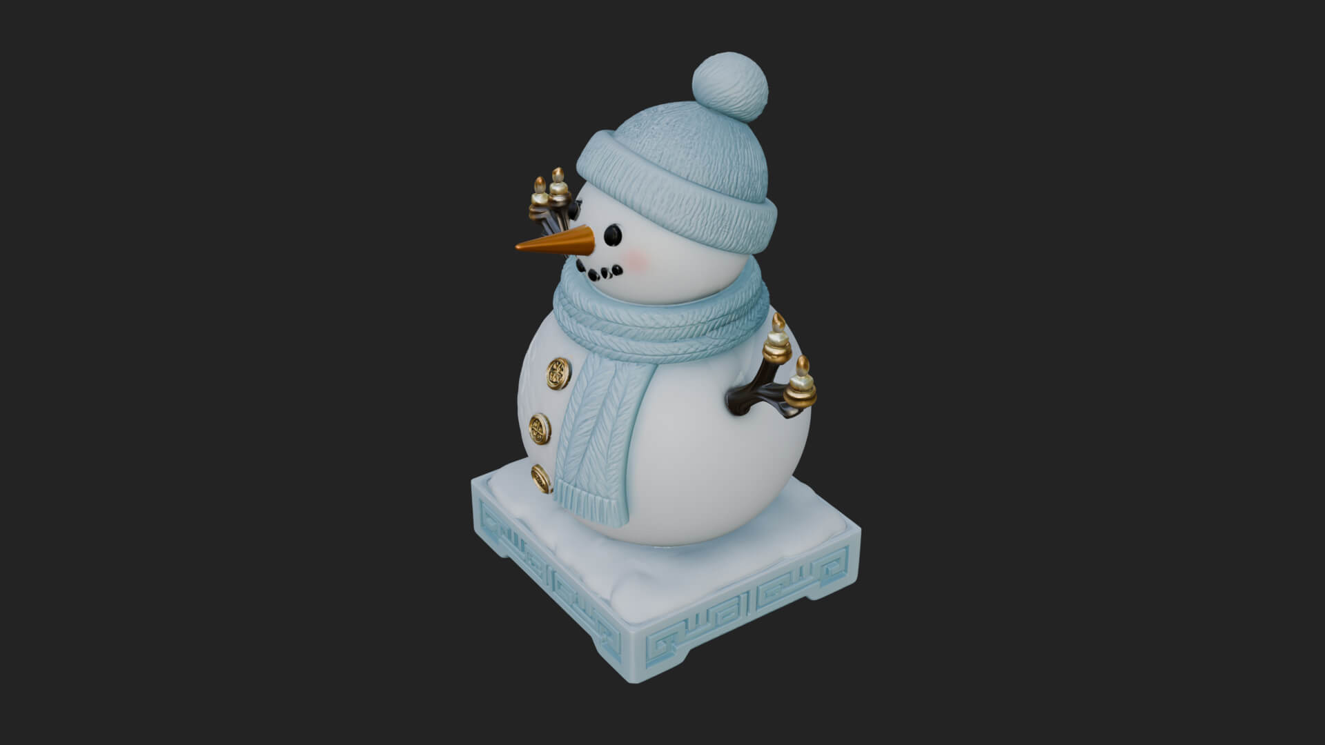 Knit Hat Snowman Statue Design 19 3D Print Model 3D Model