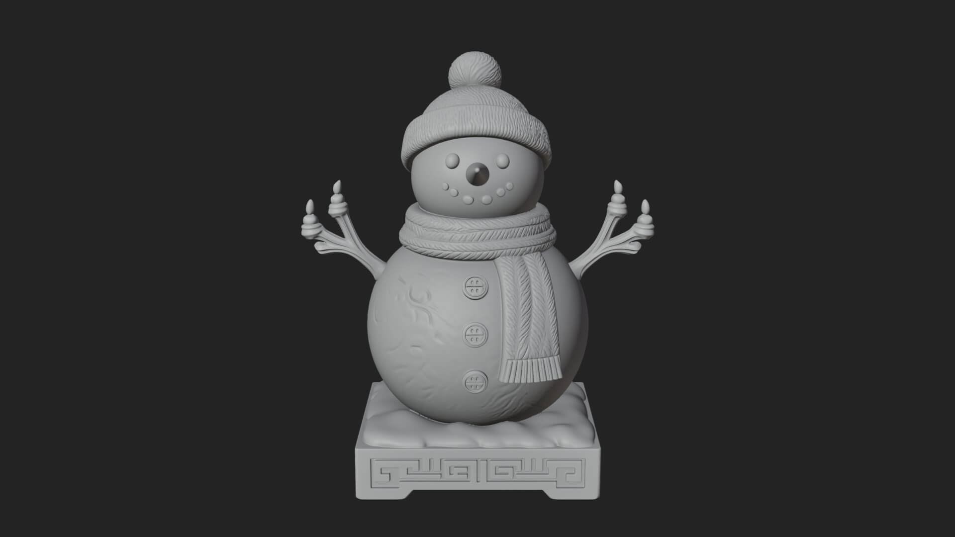 Knit Hat Snowman Statue Design 19 3D Print Model 3D Model