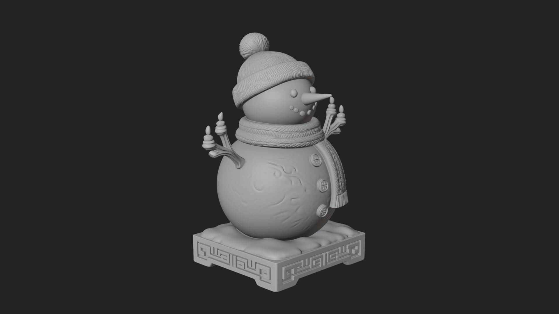 Knit Hat Snowman Statue Design 19 3D Print Model 3D Model