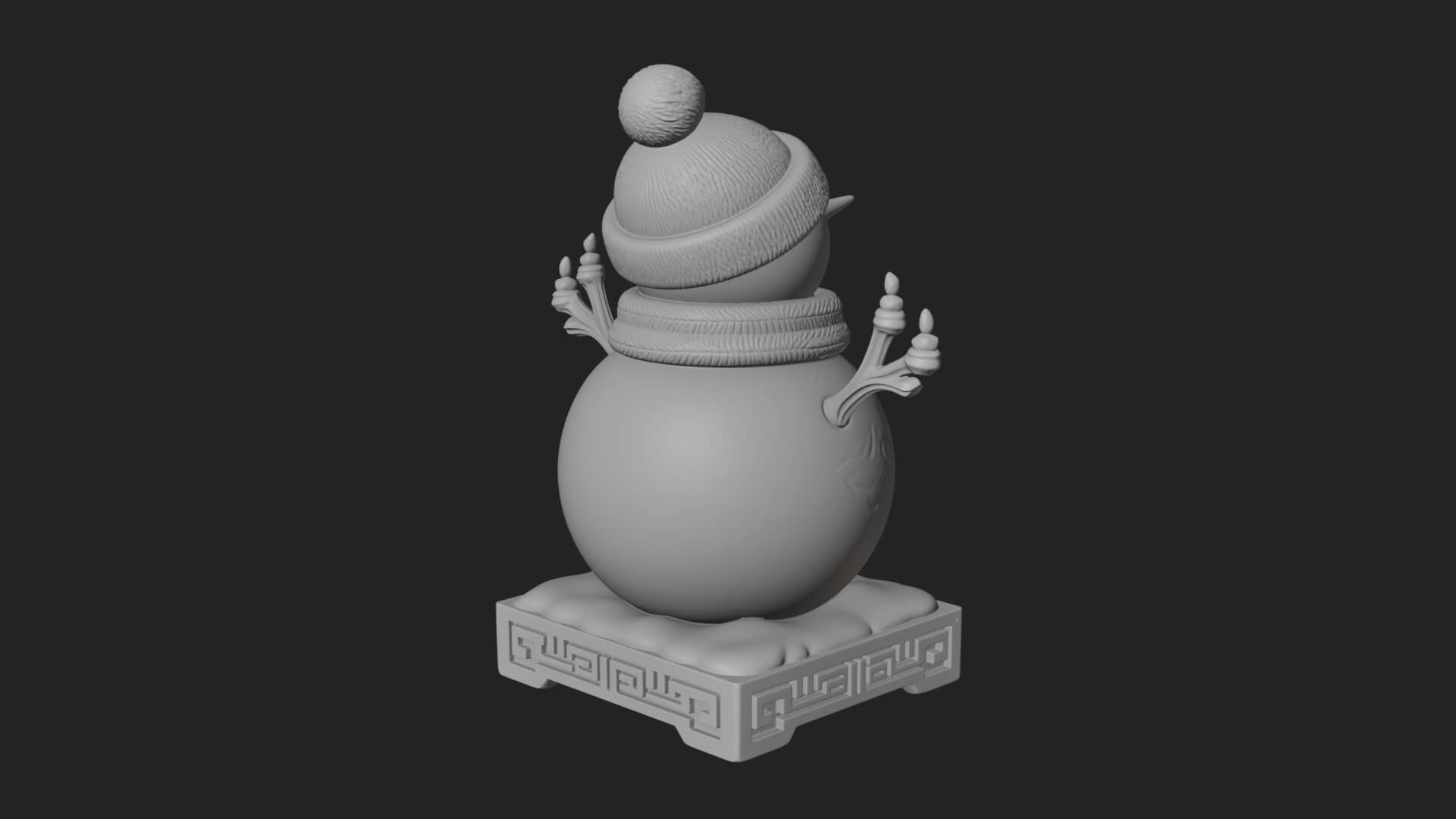 Knit Hat Snowman Statue Design 19 3D Print Model 3D Model