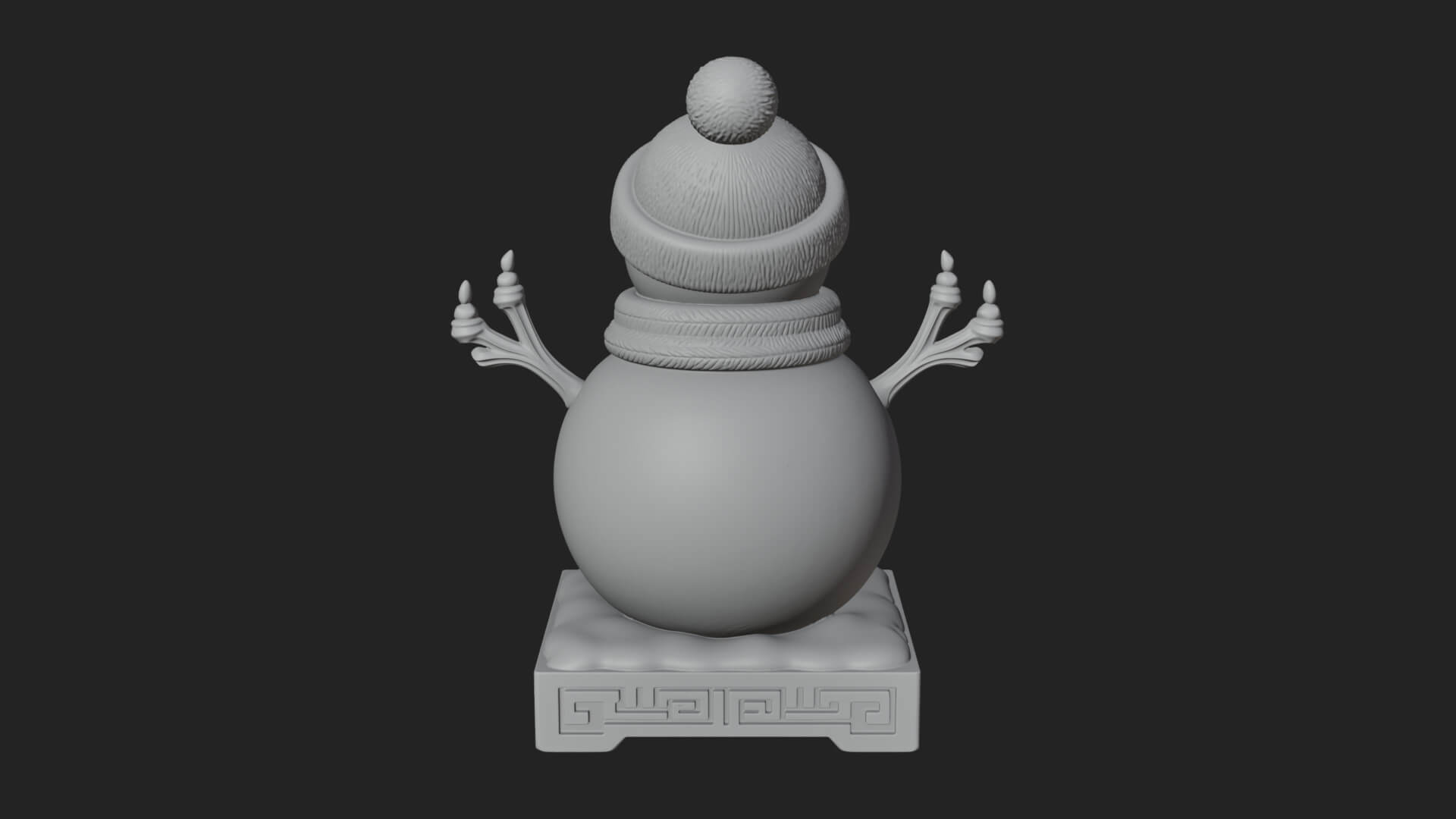 Knit Hat Snowman Statue Design 19 3D Print Model 3D Model