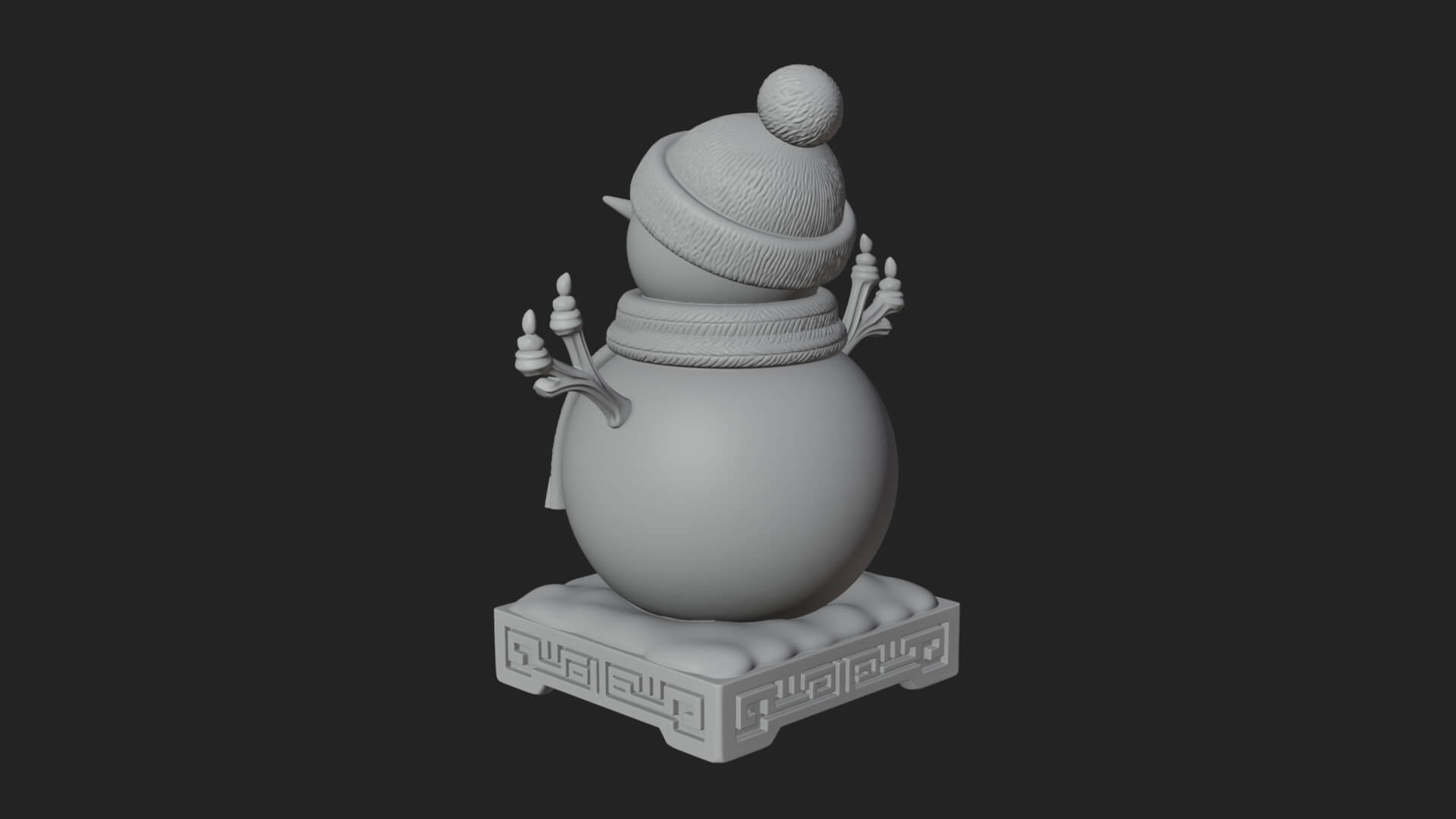 Knit Hat Snowman Statue Design 19 3D Print Model 3D Model