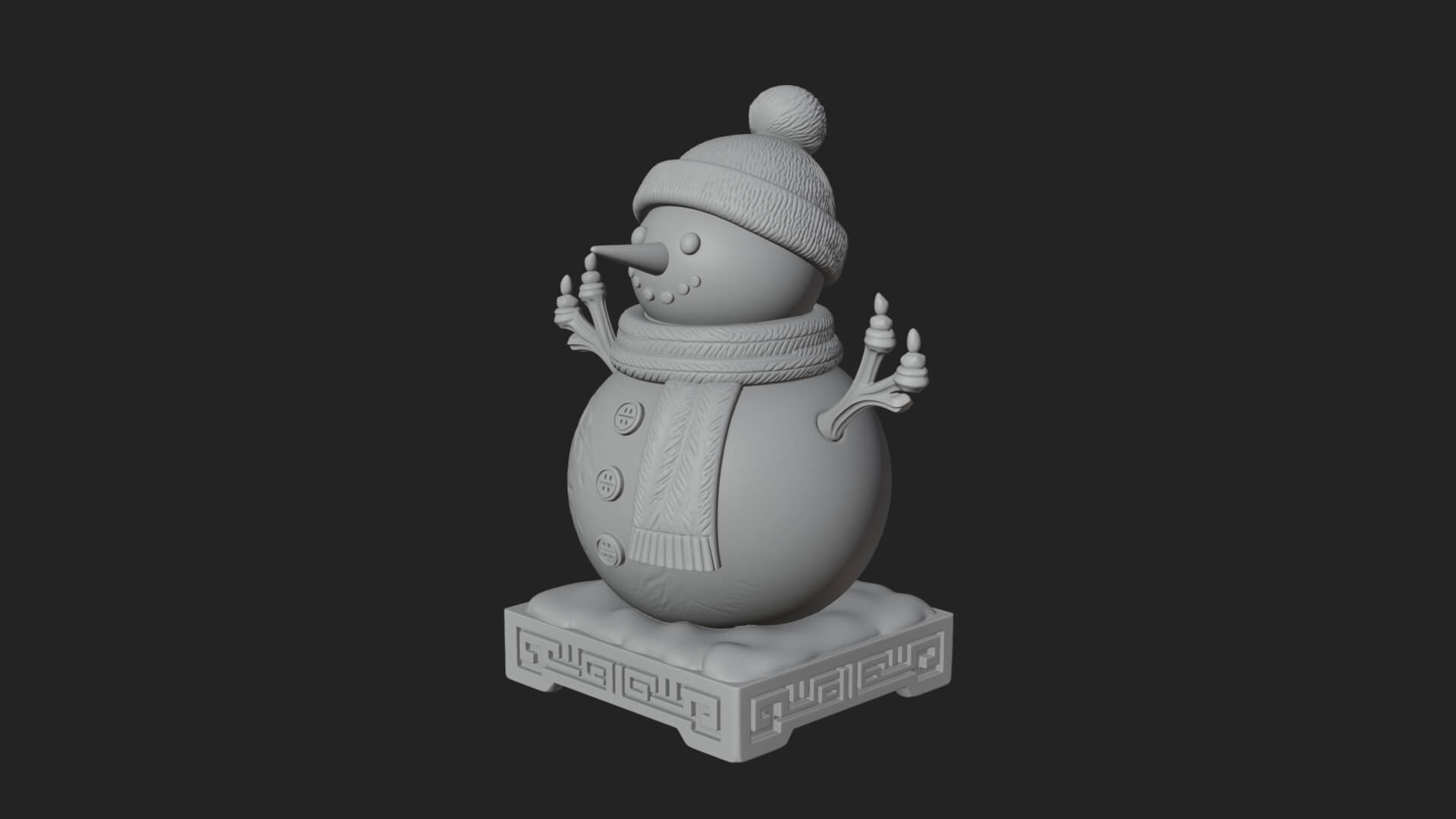 Knit Hat Snowman Statue Design 19 3D Print Model 3D Model