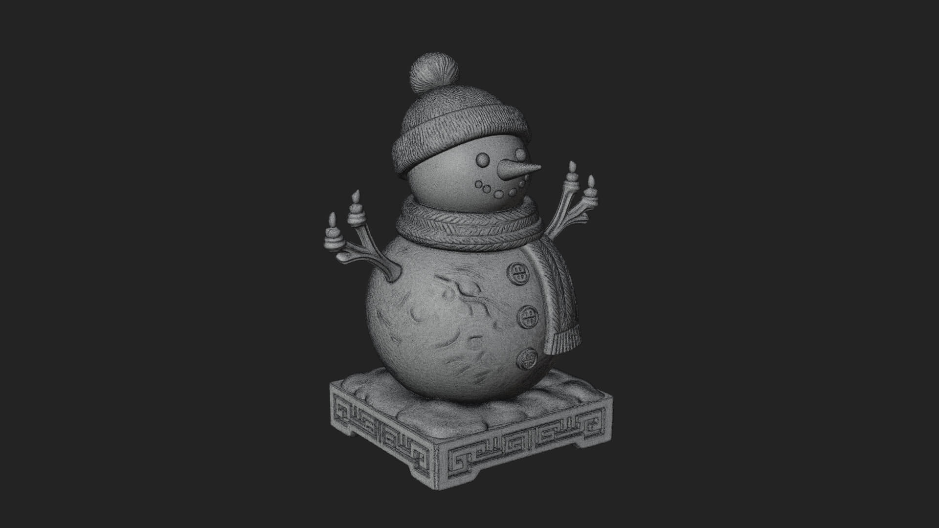 Knit Hat Snowman Statue Design 19 3D Print Model 3D Model