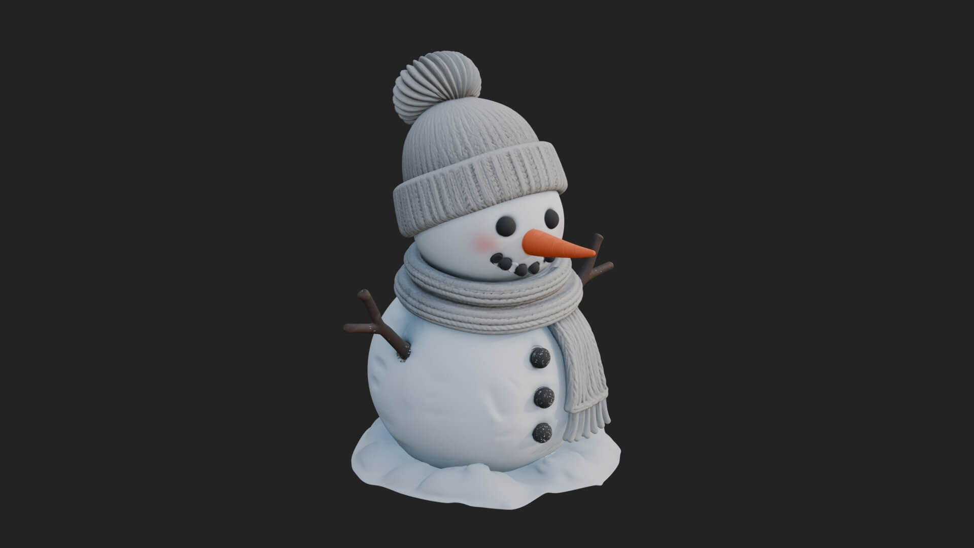 Knit Hat Snowman Statue Design 2 3D Print Model 3D Model
