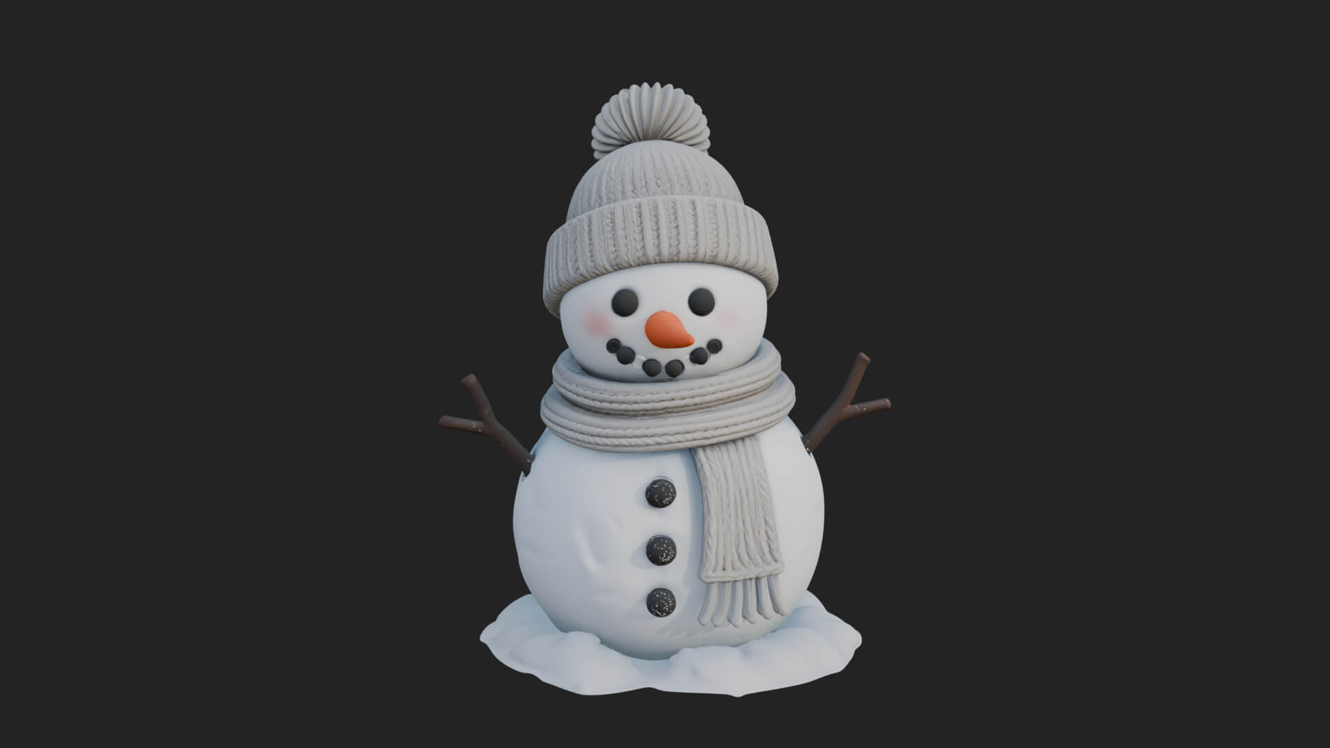 Knit Hat Snowman Statue Design 2 3D Print Model 3D Model