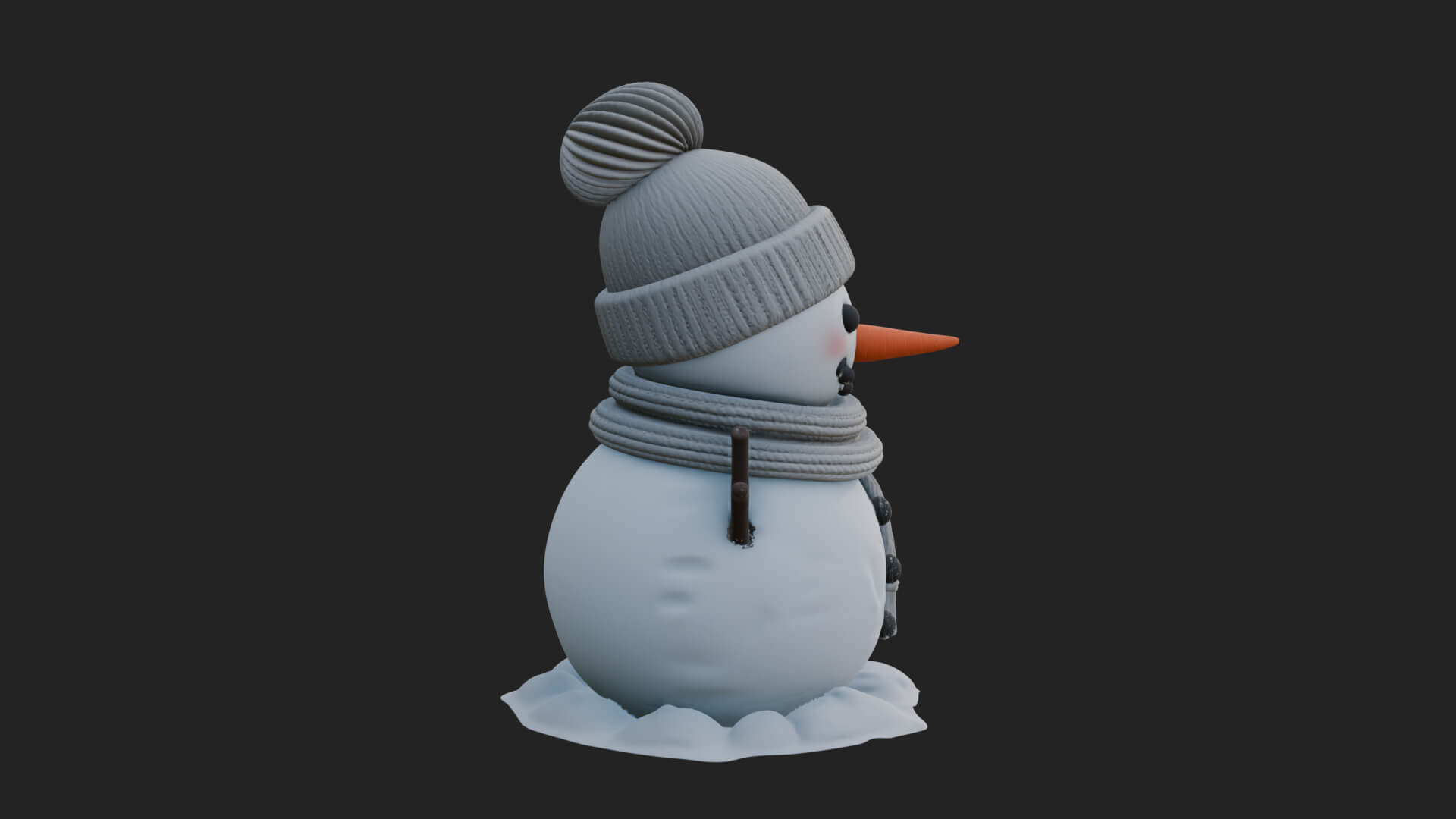 Knit Hat Snowman Statue Design 2 3D Print Model 3D Model