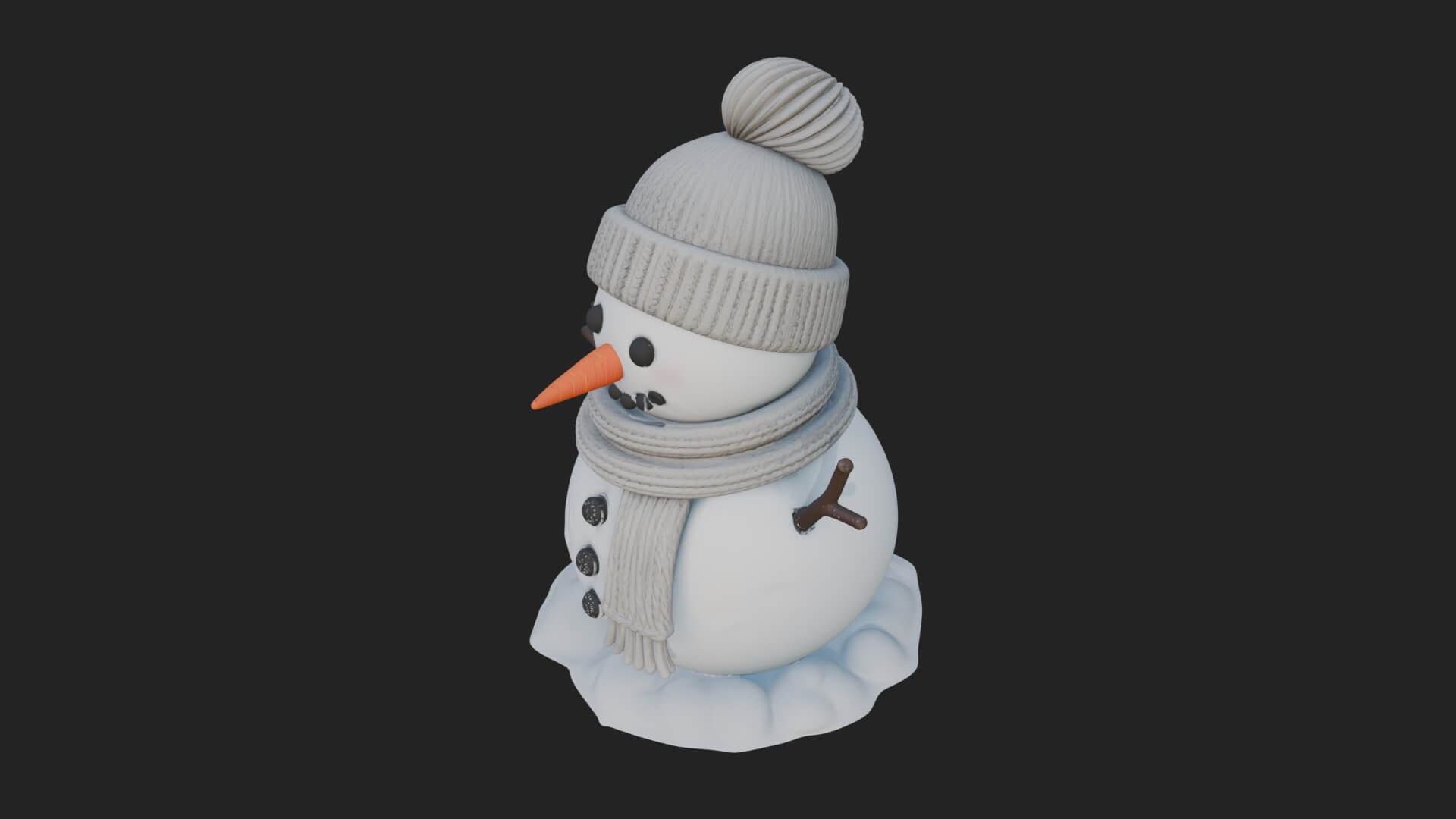 Knit Hat Snowman Statue Design 2 3D Print Model 3D Model