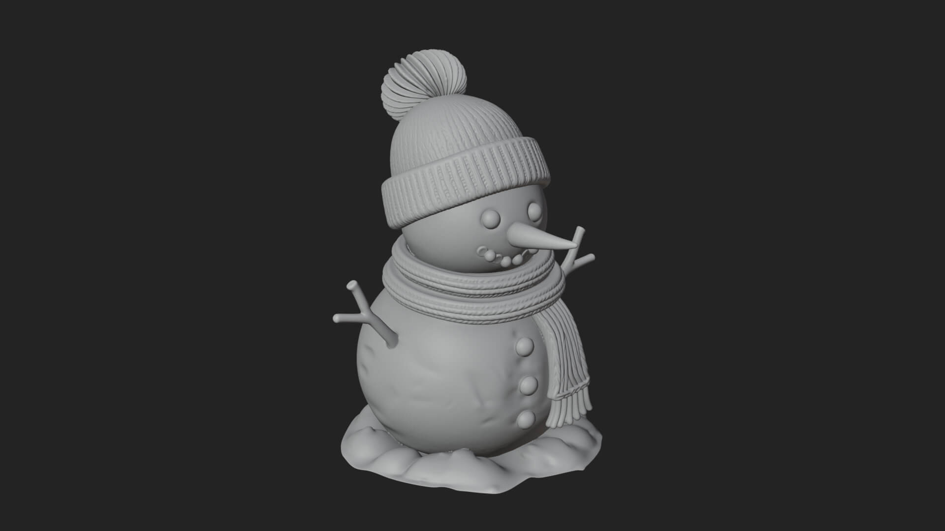 Knit Hat Snowman Statue Design 2 3D Print Model 3D Model