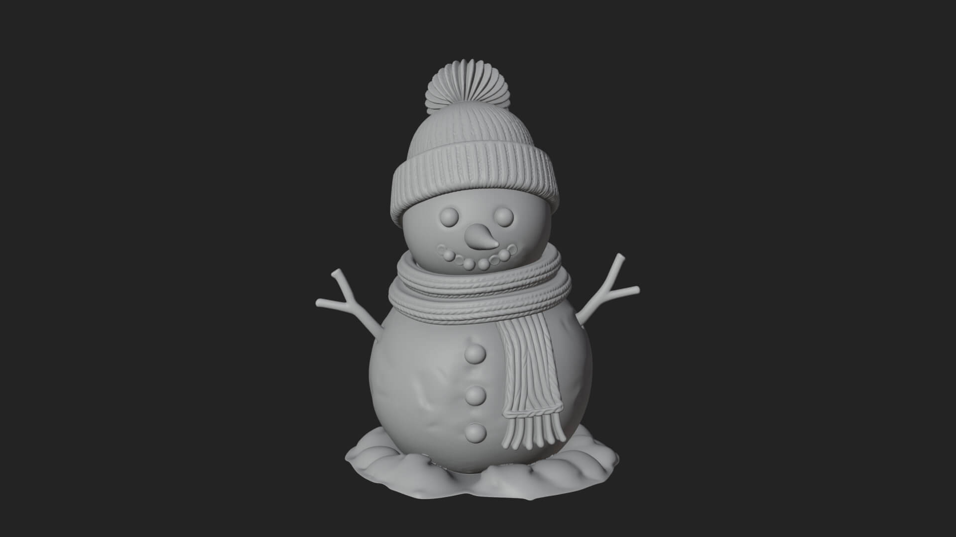 Knit Hat Snowman Statue Design 2 3D Print Model 3D Model