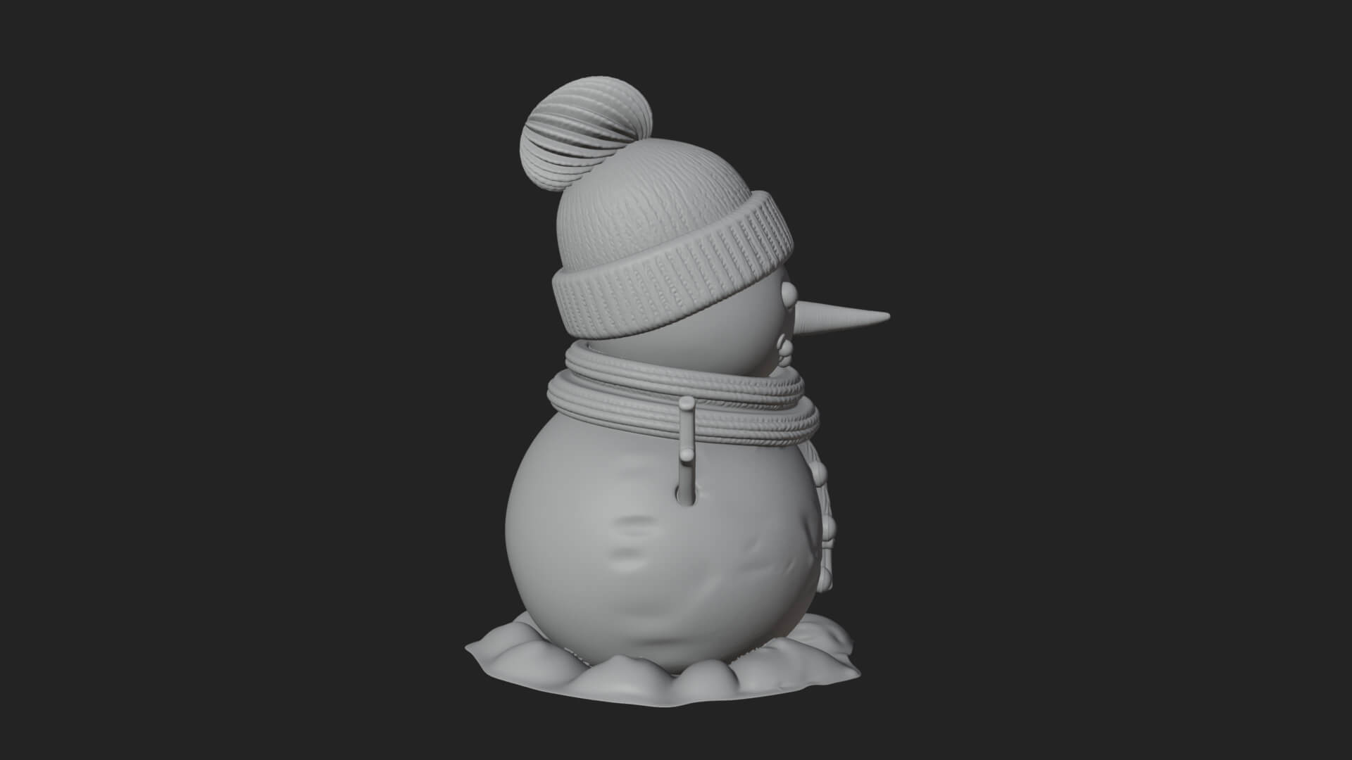 Knit Hat Snowman Statue Design 2 3D Print Model 3D Model