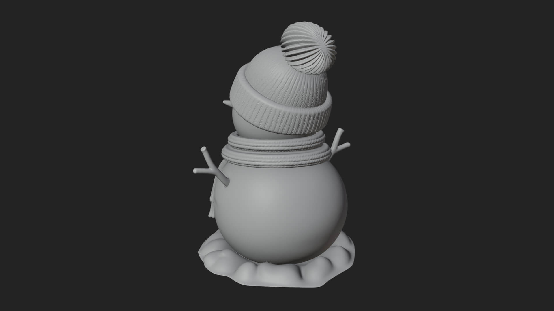 Knit Hat Snowman Statue Design 2 3D Print Model 3D Model