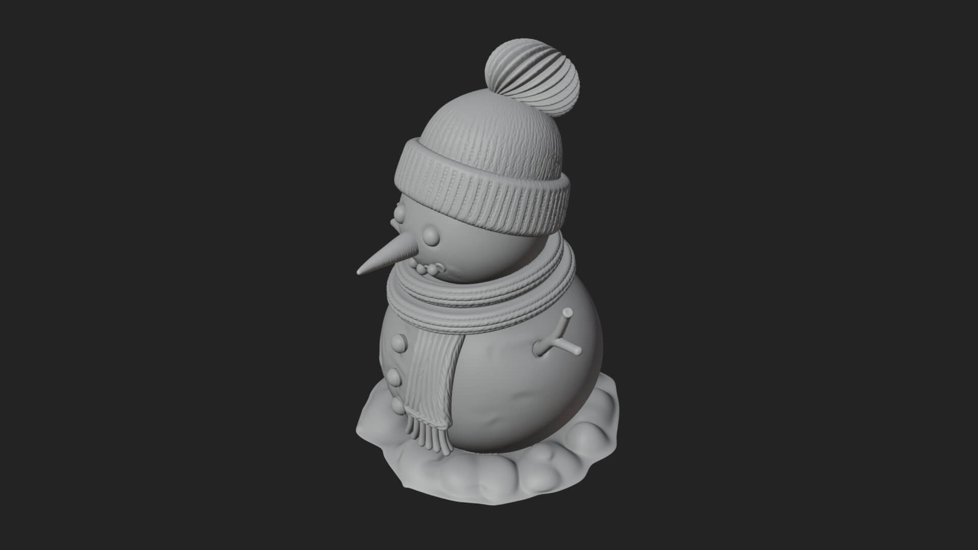 Knit Hat Snowman Statue Design 2 3D Print Model 3D Model