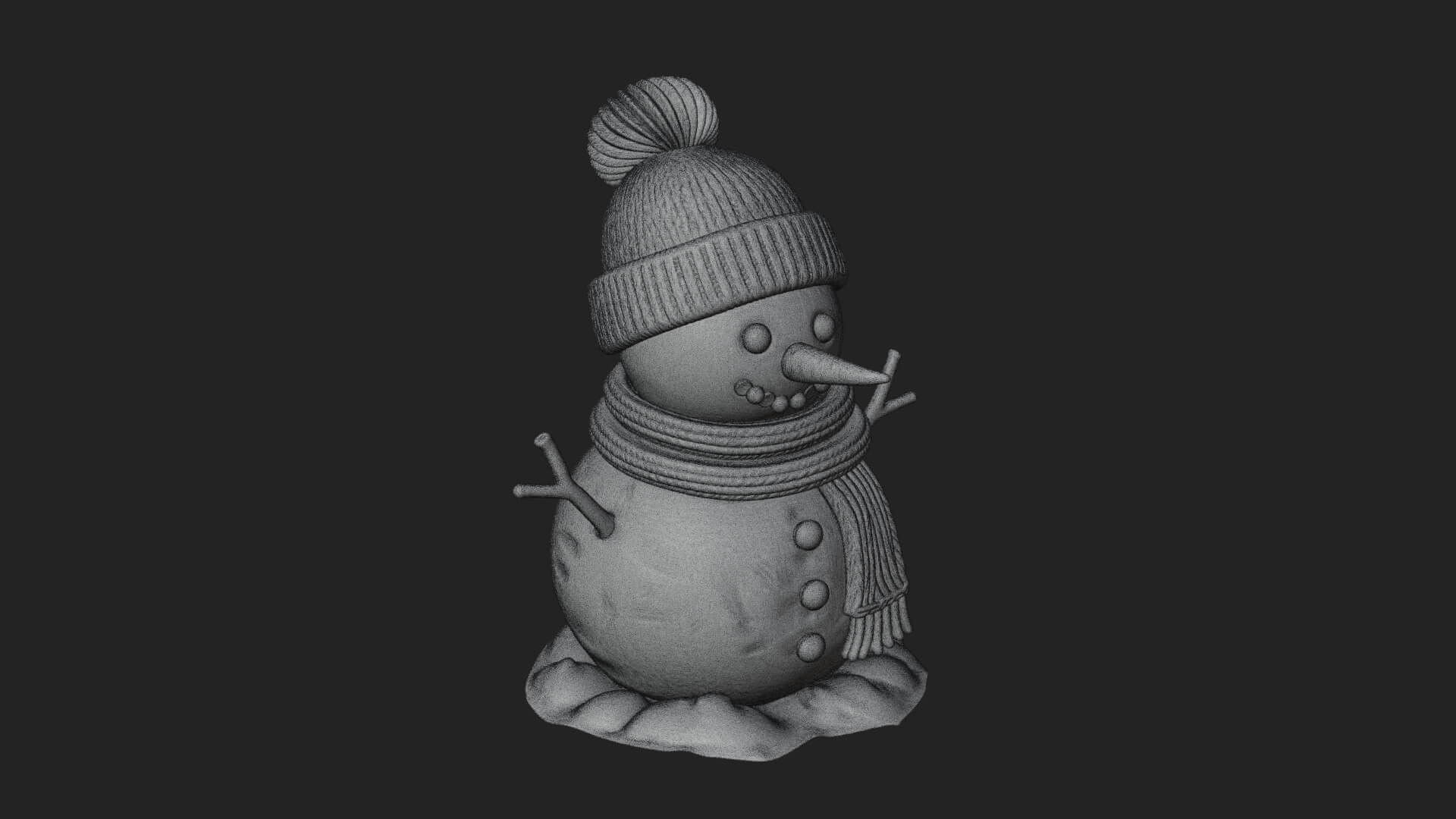 Knit Hat Snowman Statue Design 2 3D Print Model 3D Model